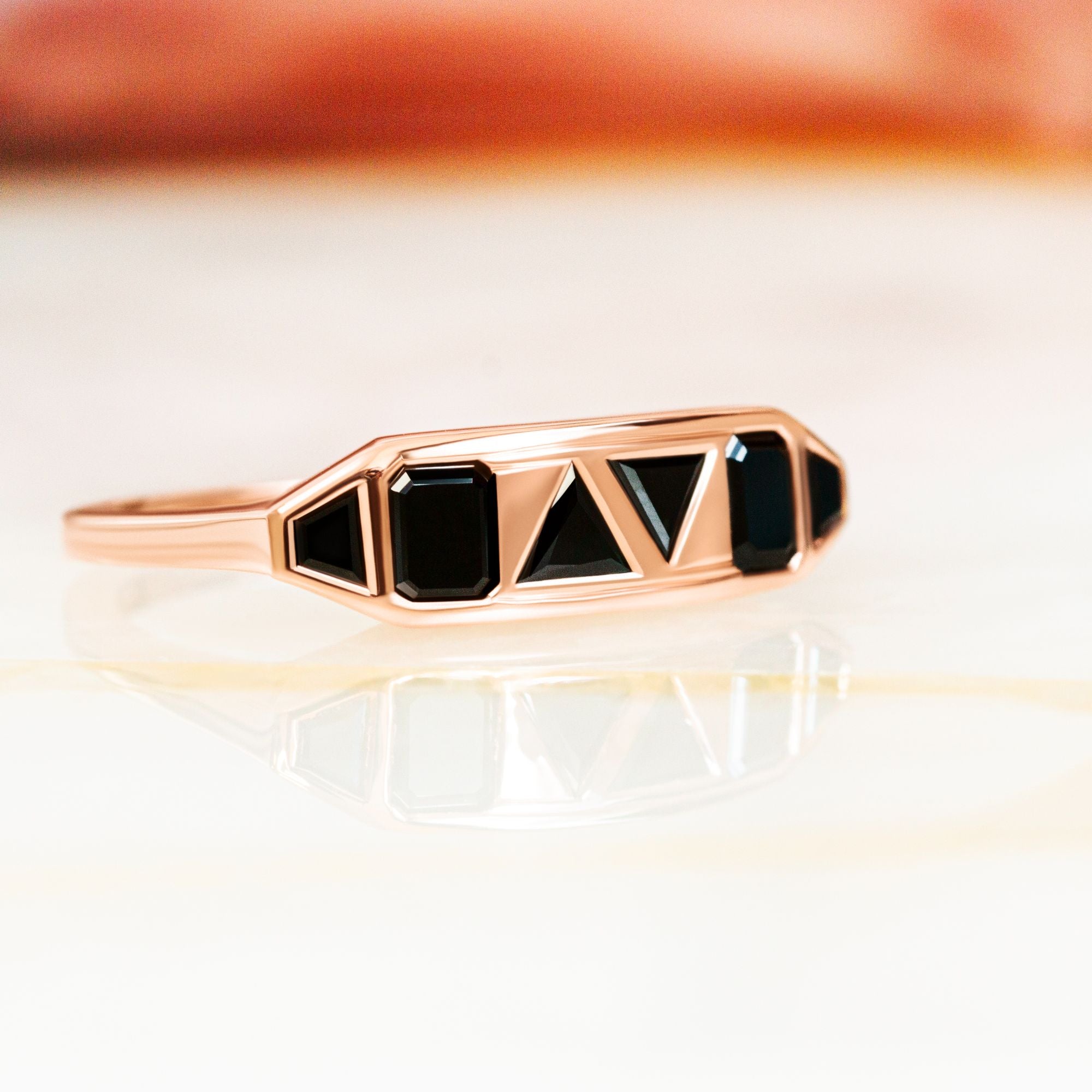 One of A Kind Natural Black Diamond Ring With Multi Cut Diamonds