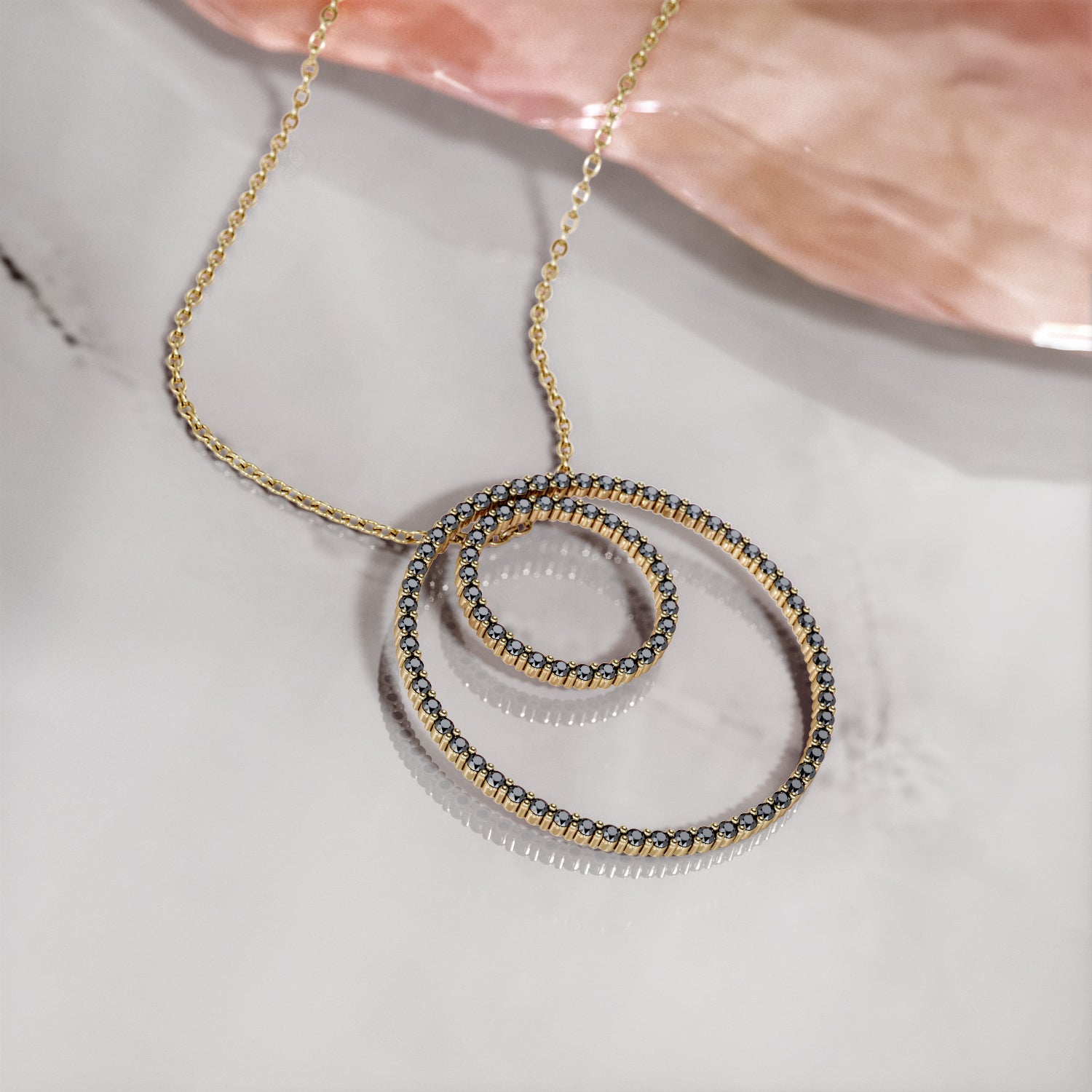 Natural Black Diamond Pendant with Necklaces