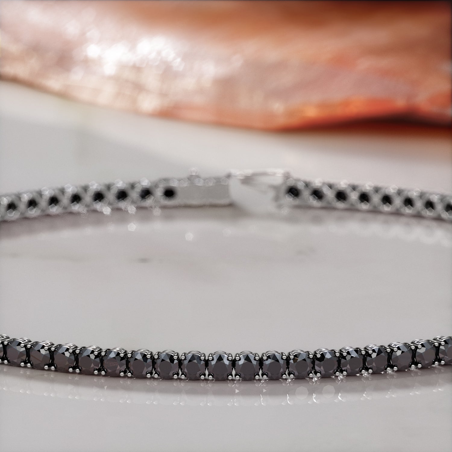 King Cobra- Tennis Bracelet Black Diamonds in Rose Gold