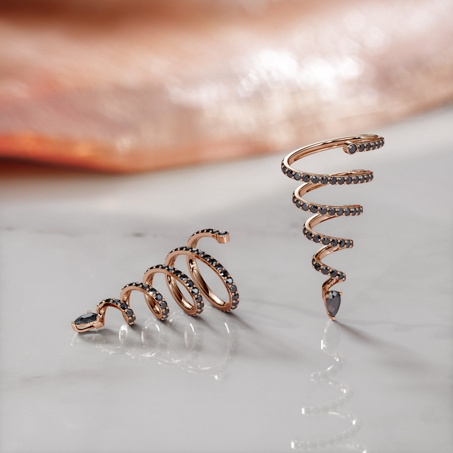 0.5 Carat Spiral Natural Black Diamond Earrings