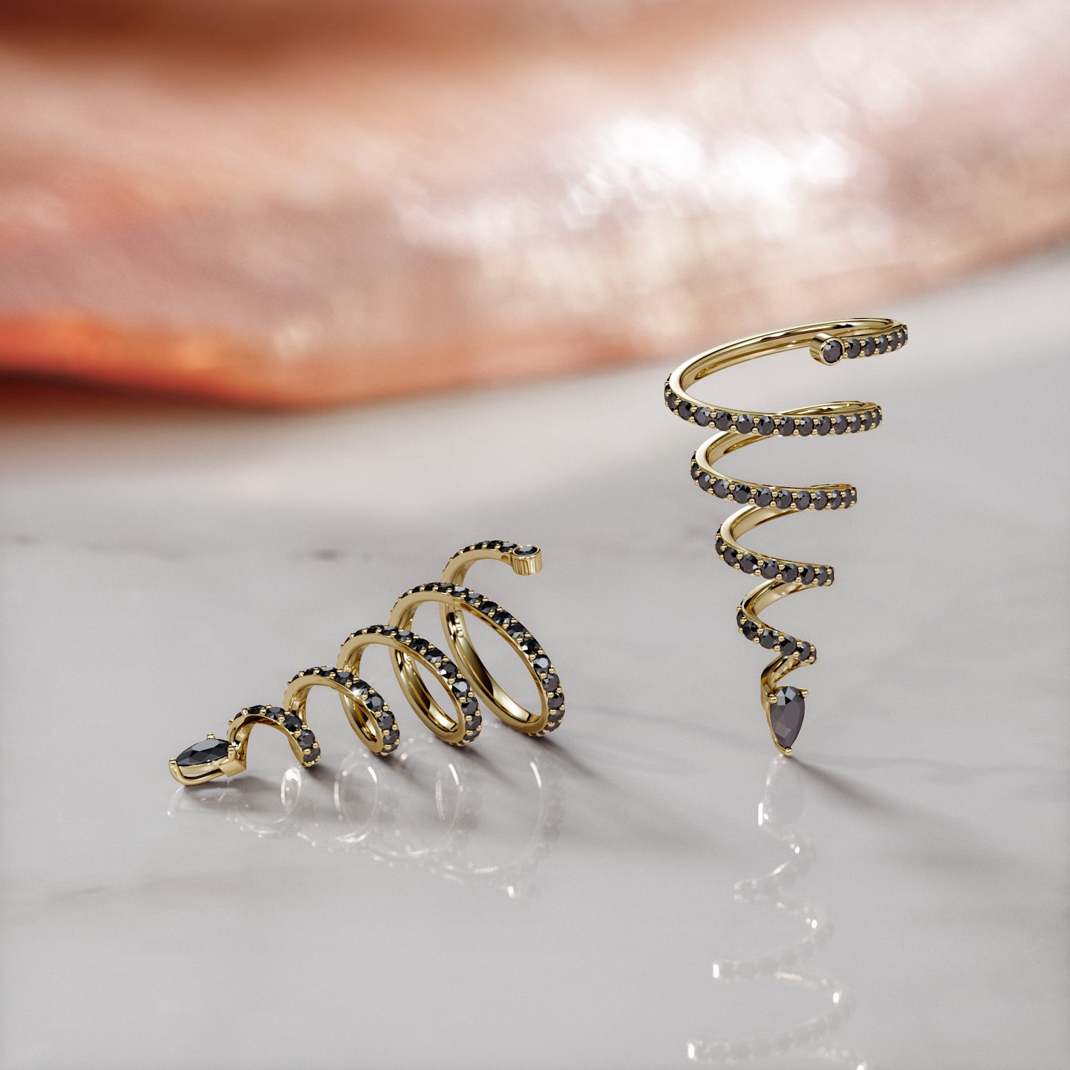 0.5 Carat Spiral Natural Black Diamond Earrings