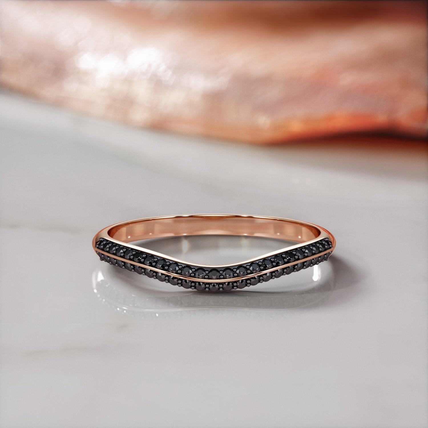 Curvey  Natural Black Diamond Matching Band