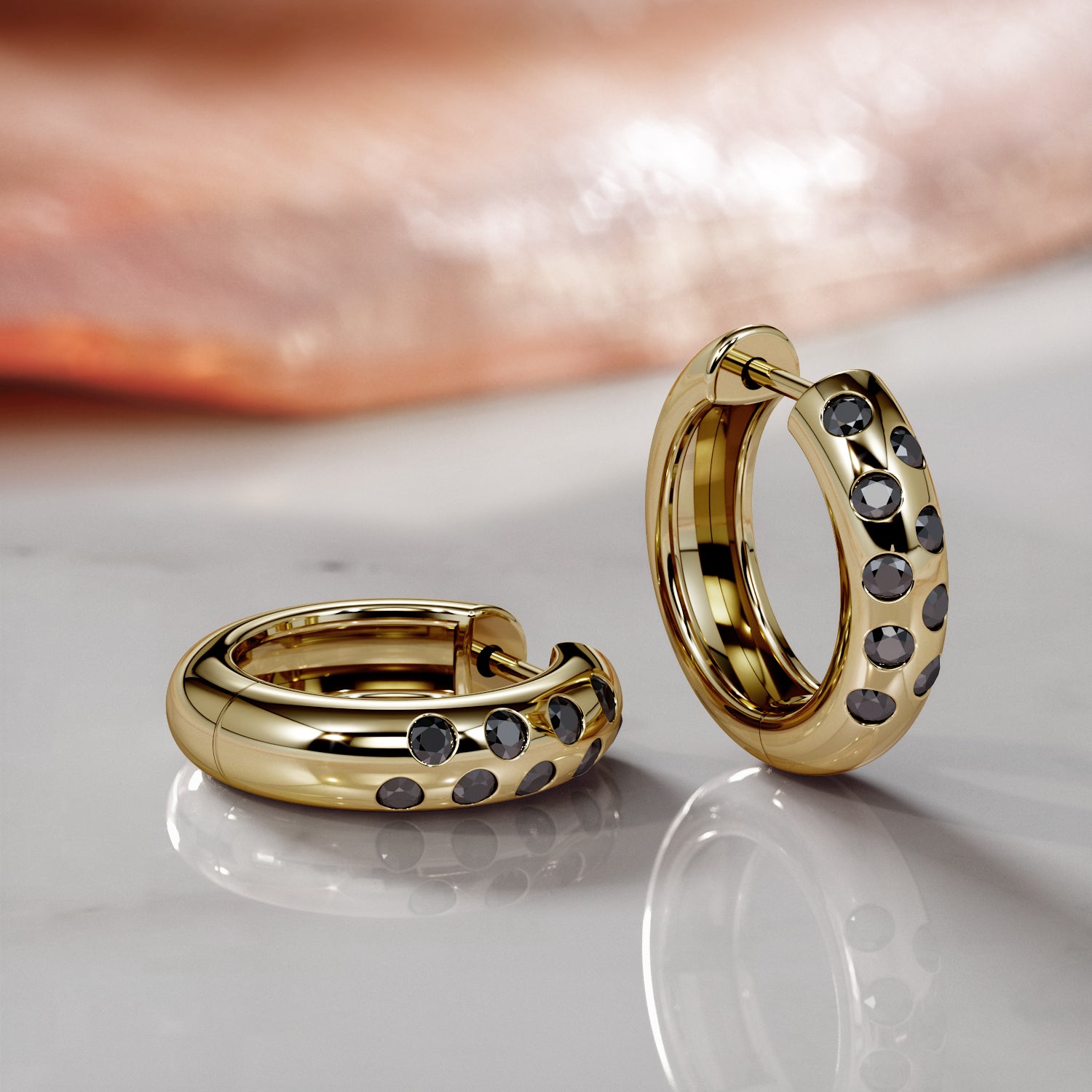 0.5 Carat Chuncky Natural Black Diamond Hoop Earrings