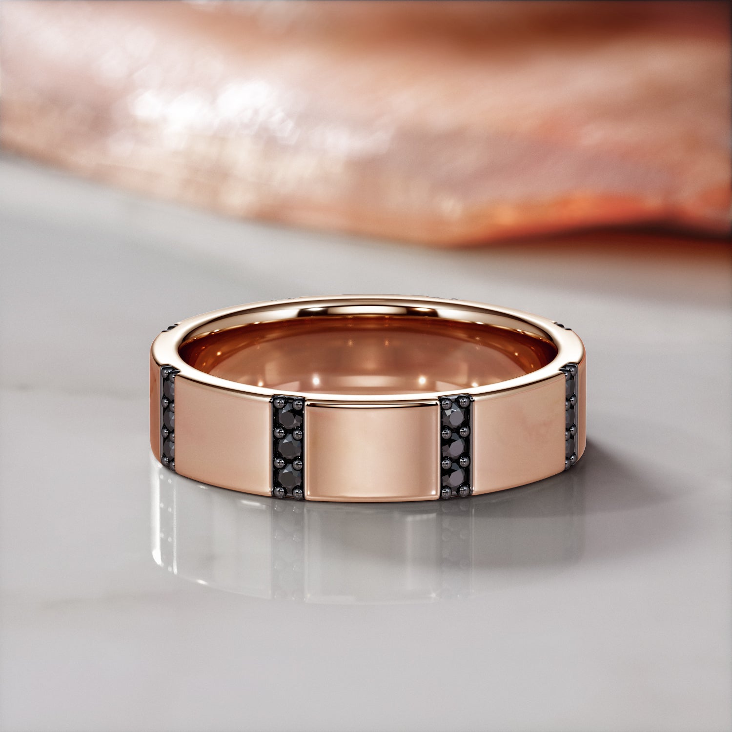 Natural Black Diamond Wedding Ring For Him