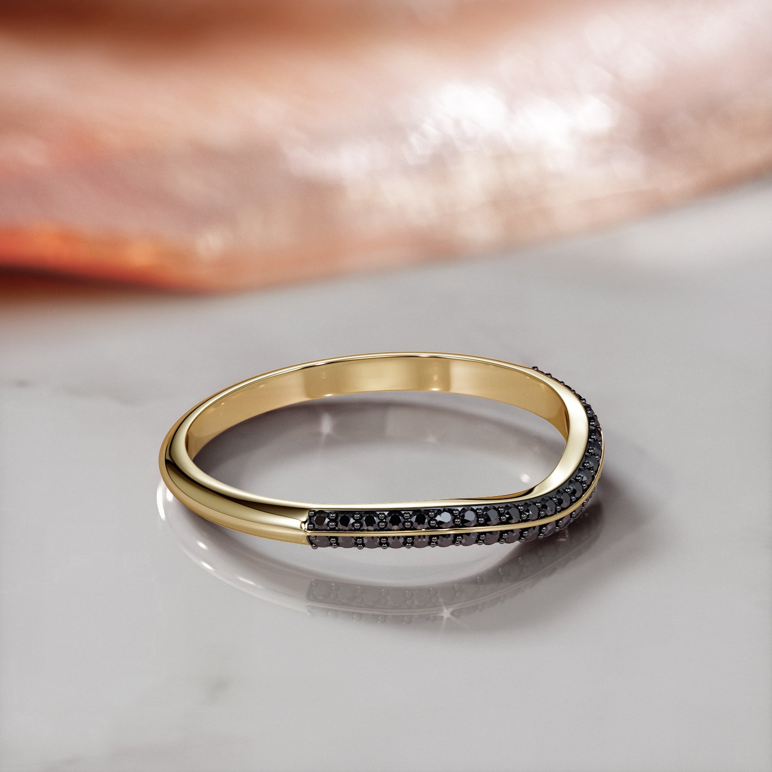 Curvey  Natural Black Diamond Matching Band