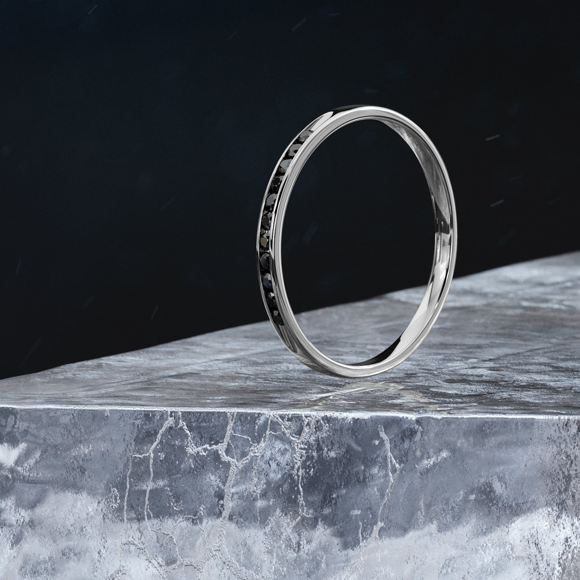 Twilight delicate Natural Black Diamond Ring