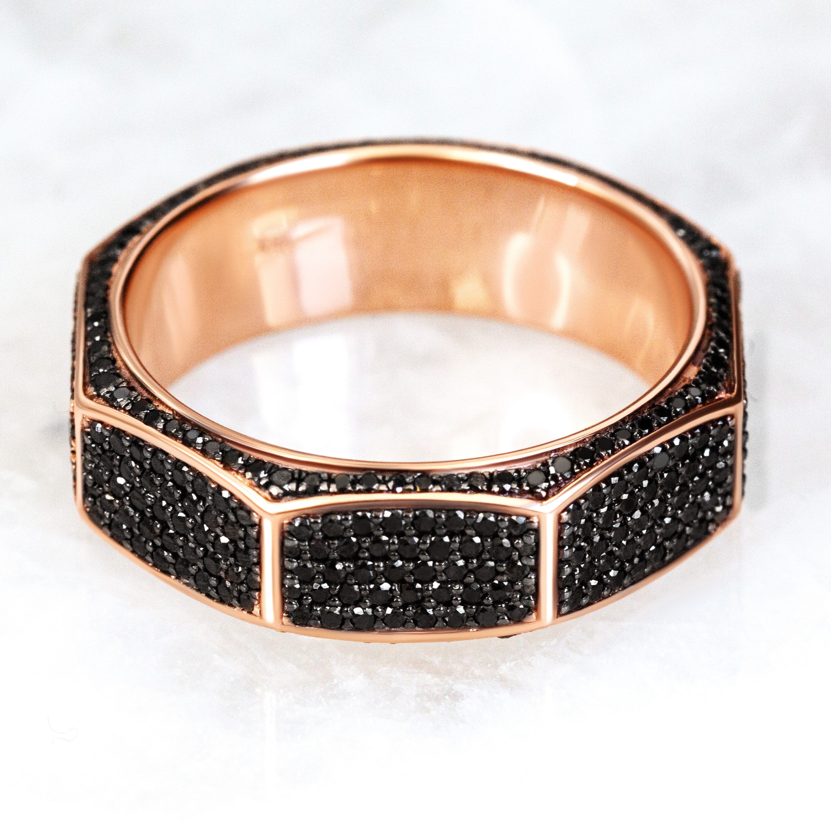 Pav'e Natural Black Diamond Men Ring
