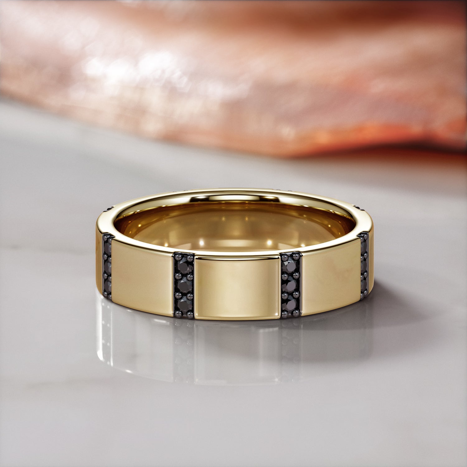 Natural Black Diamond Wedding Ring For Him