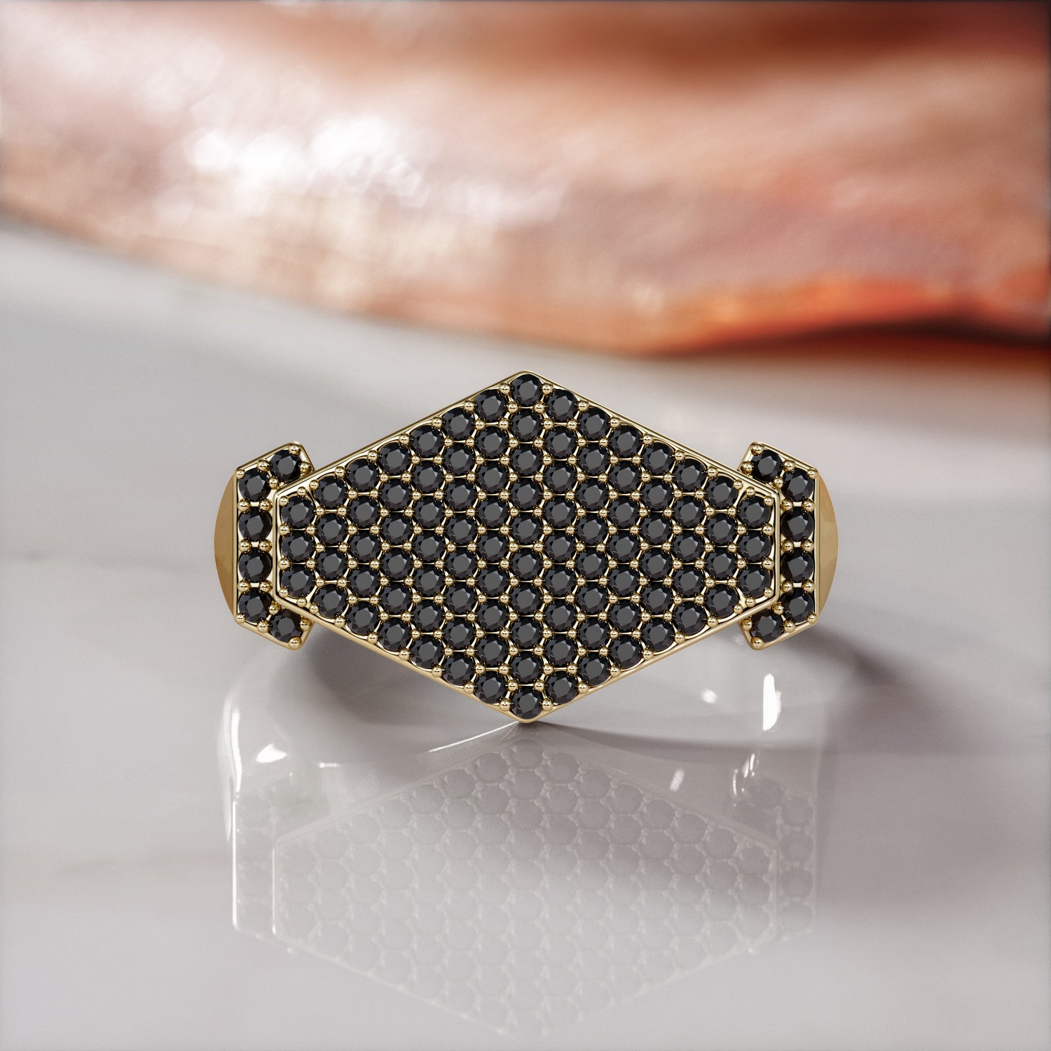 Chuncky Pav'e Natural Black Diamond Wedding RIng