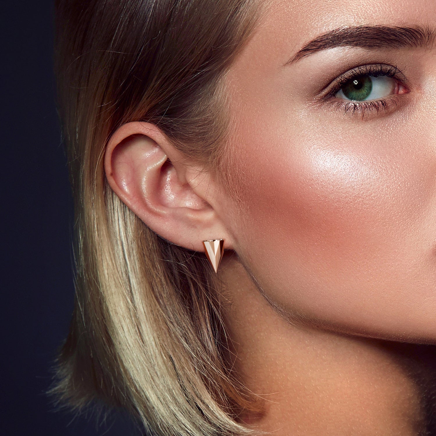 Solid Gold Cone Faceted Lever Back Earrings