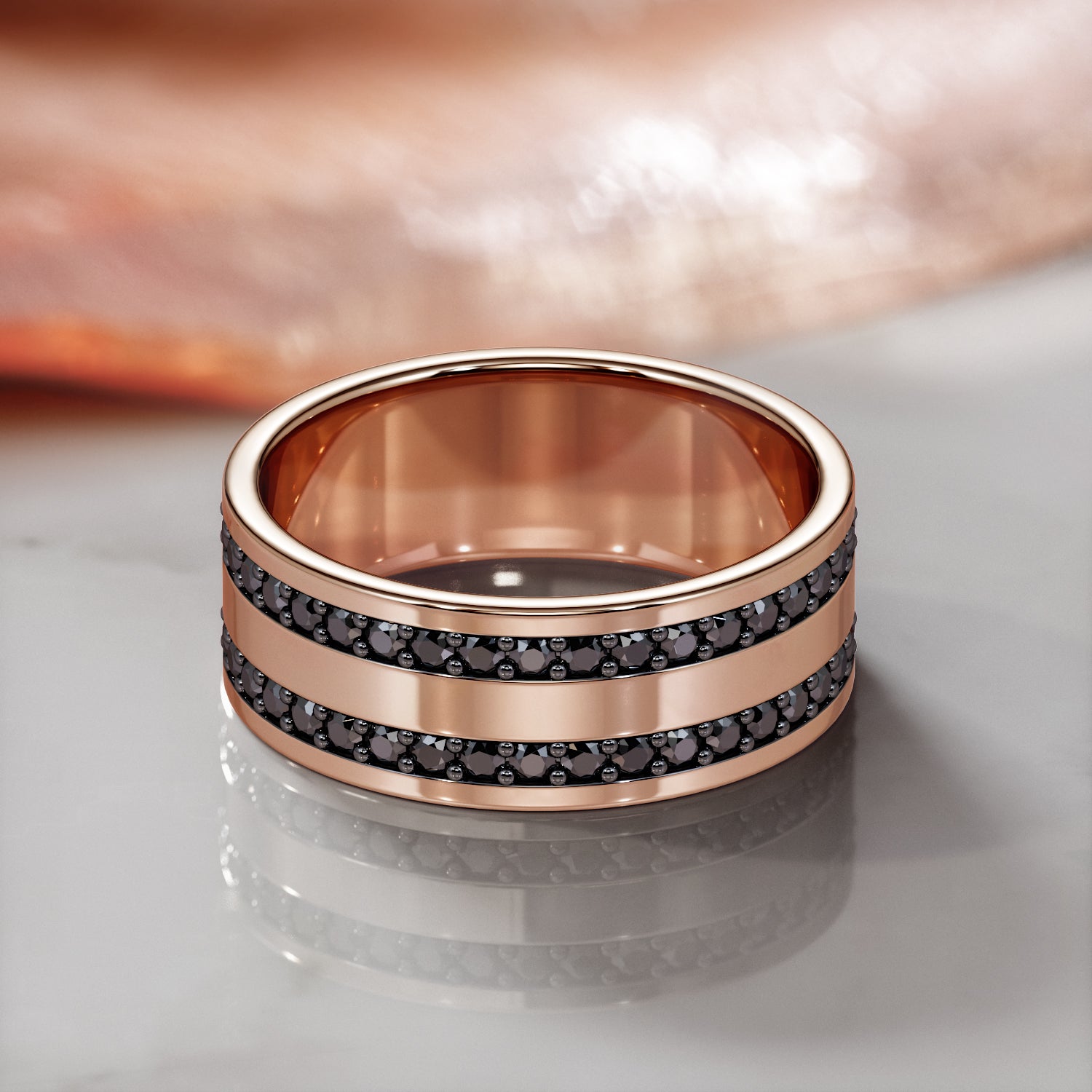 Natural Black Diamond Wedding Ring For Him