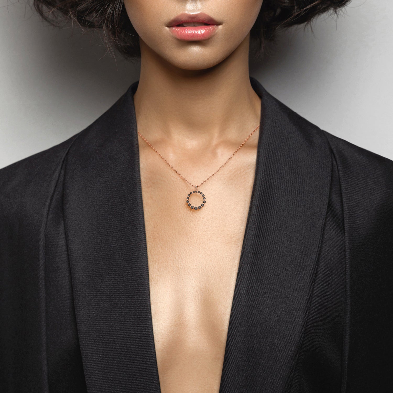 Natural Black Diamond Karma Pendant with Necklace