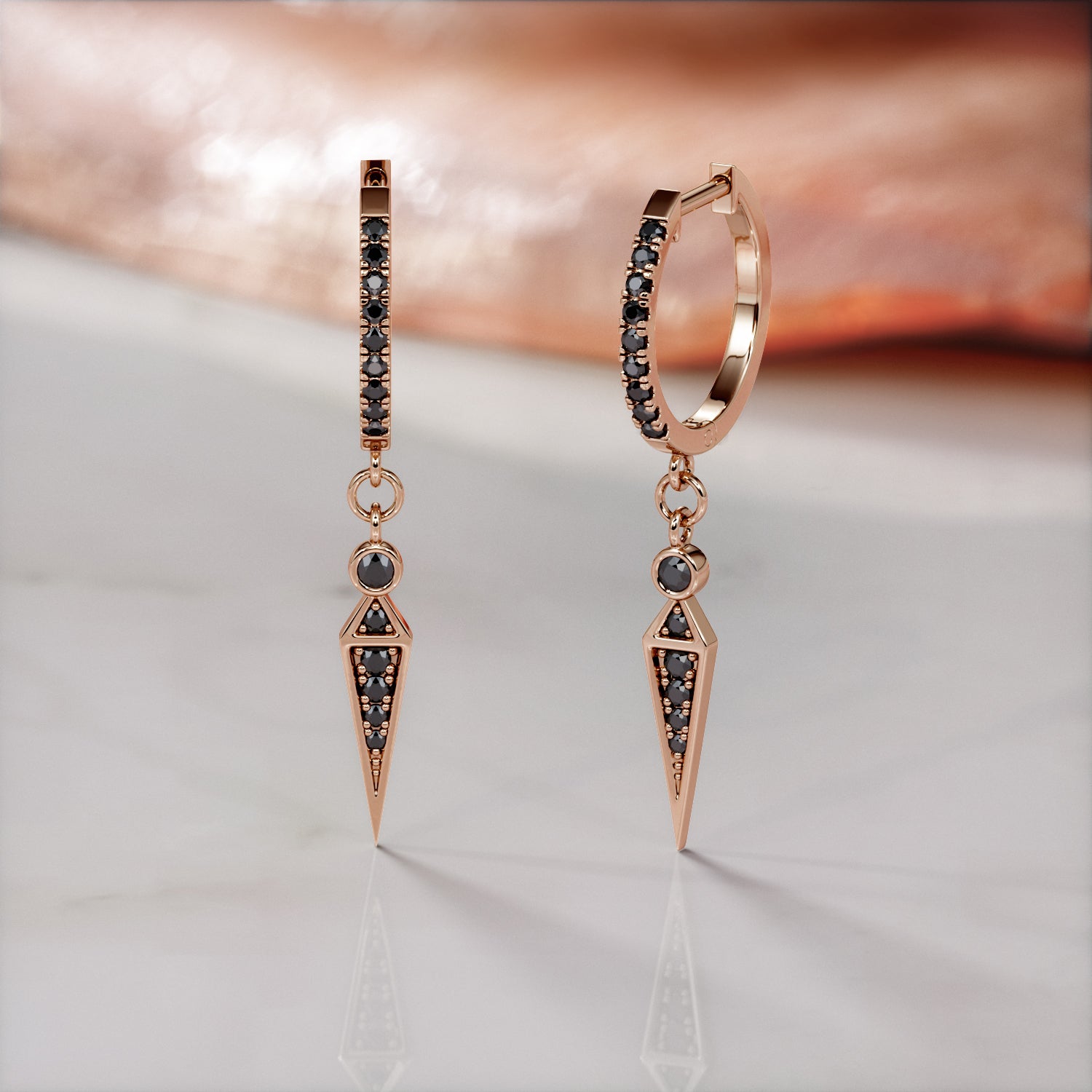Hoop Natural Black Diamond Earrings