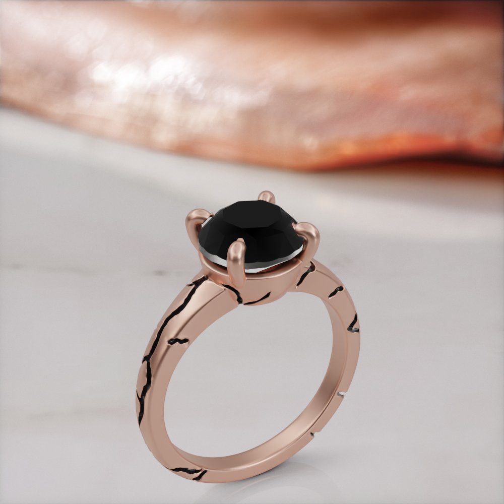 Kintsugi engagement ring in rose gold, three-quarter view