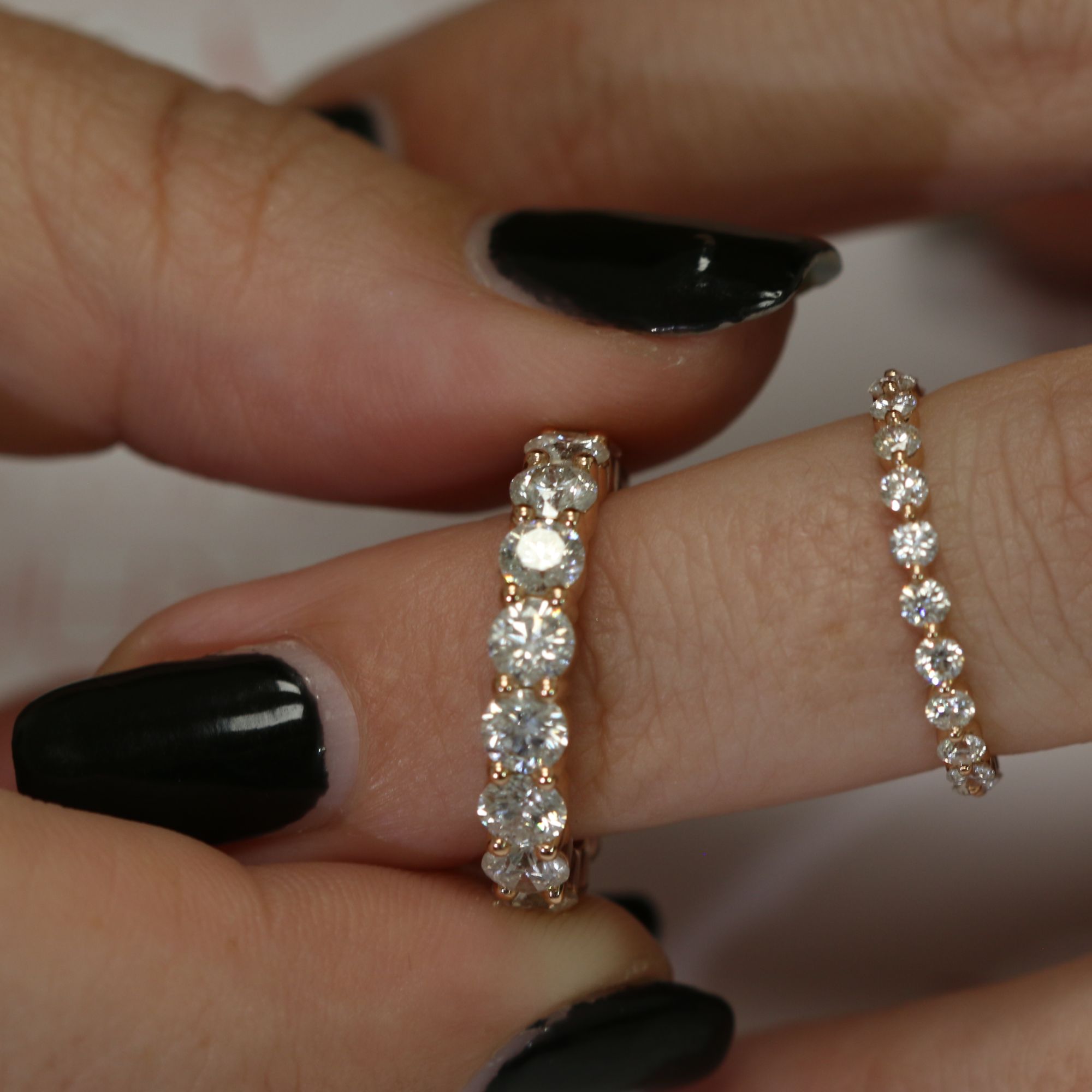 Half Eternity Natural Round cut Diamond Wedding Band Set