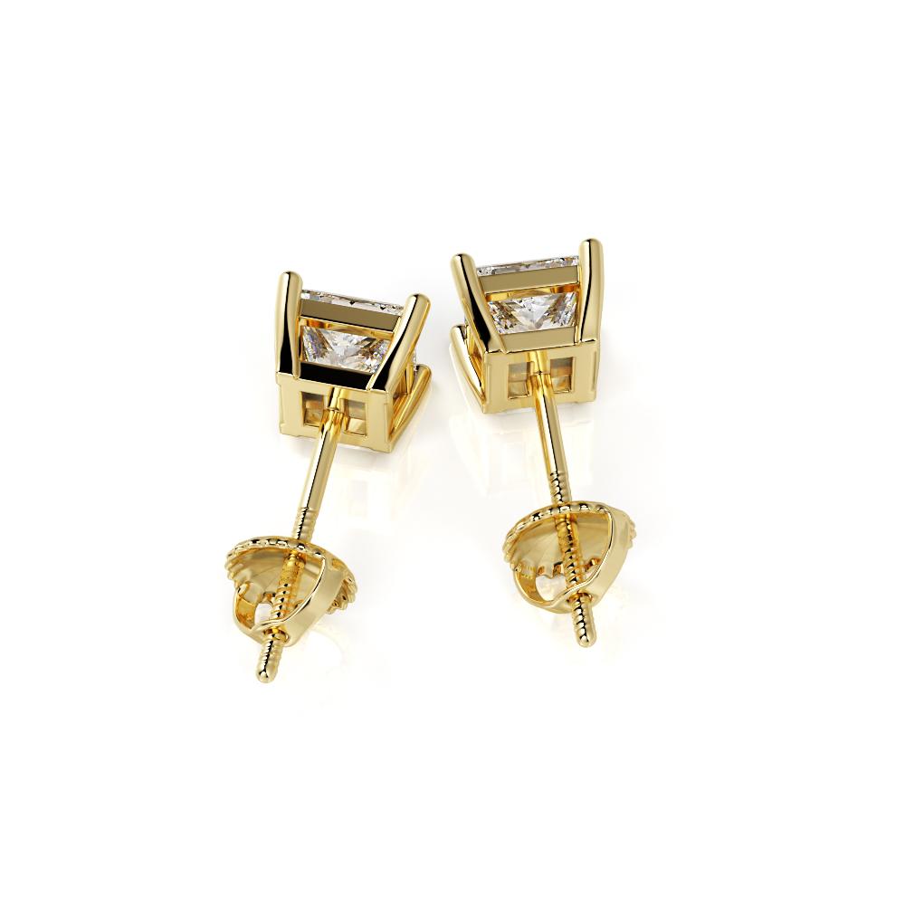 Stud Solitaire Earrings 1 Natural Diamonds in Yellow Gold