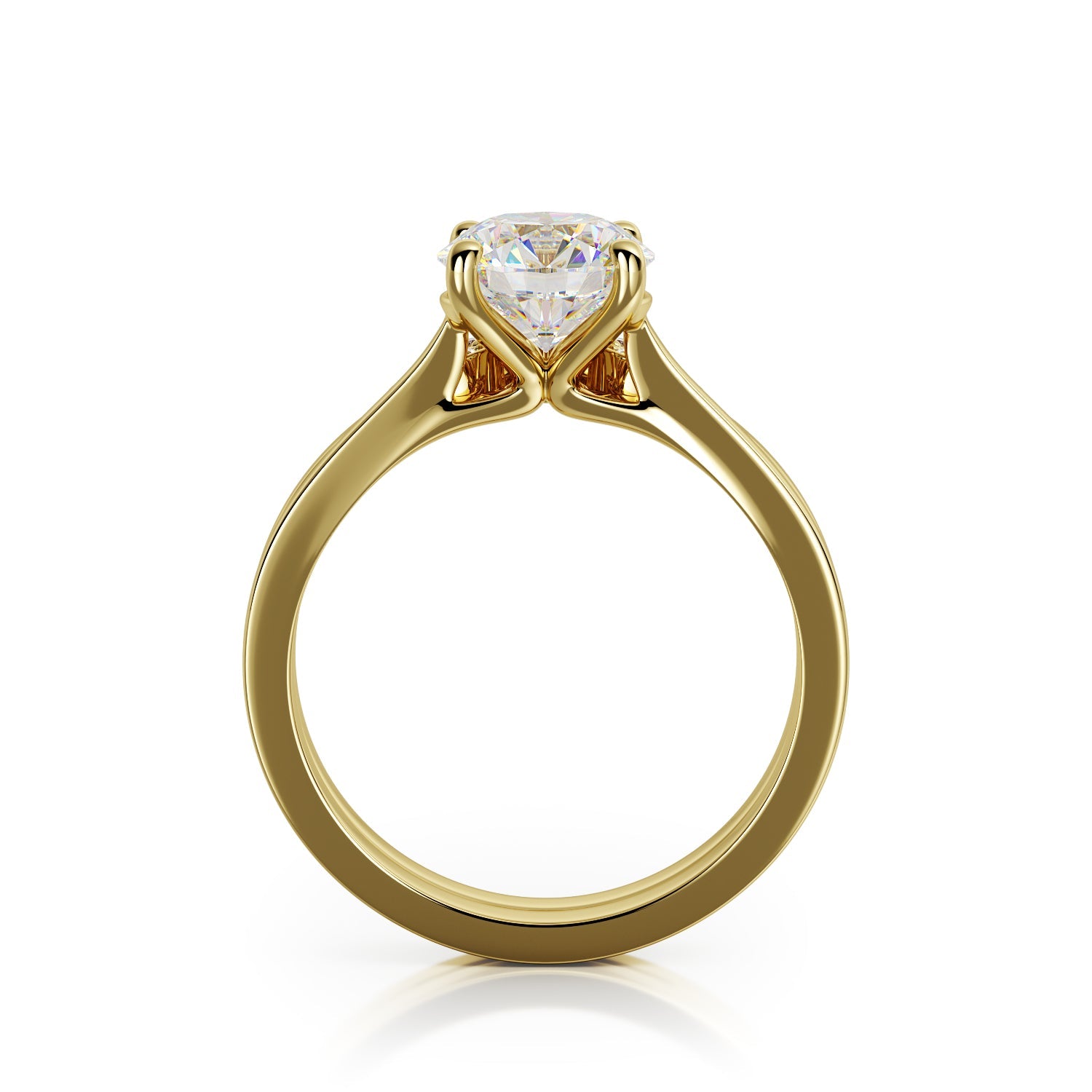 Glare - plain Band Natural Round Cut Diamond Engagement Set