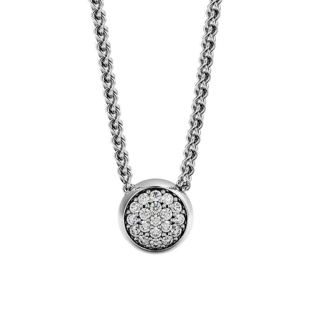 Natural Diamond Pav'e Pendant with a White Necklace