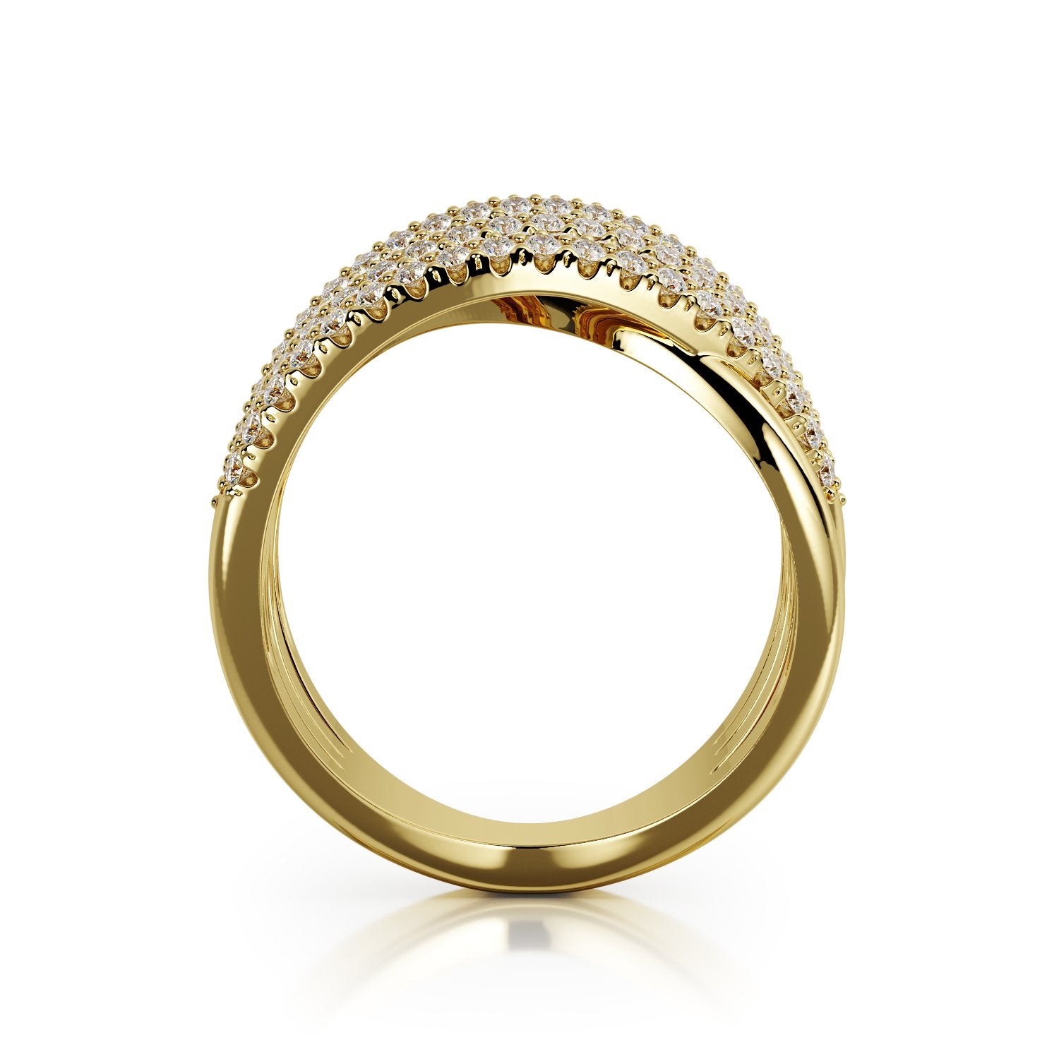 Pavé Natural Round cut Diamond Wedding Band in Yellow Gold