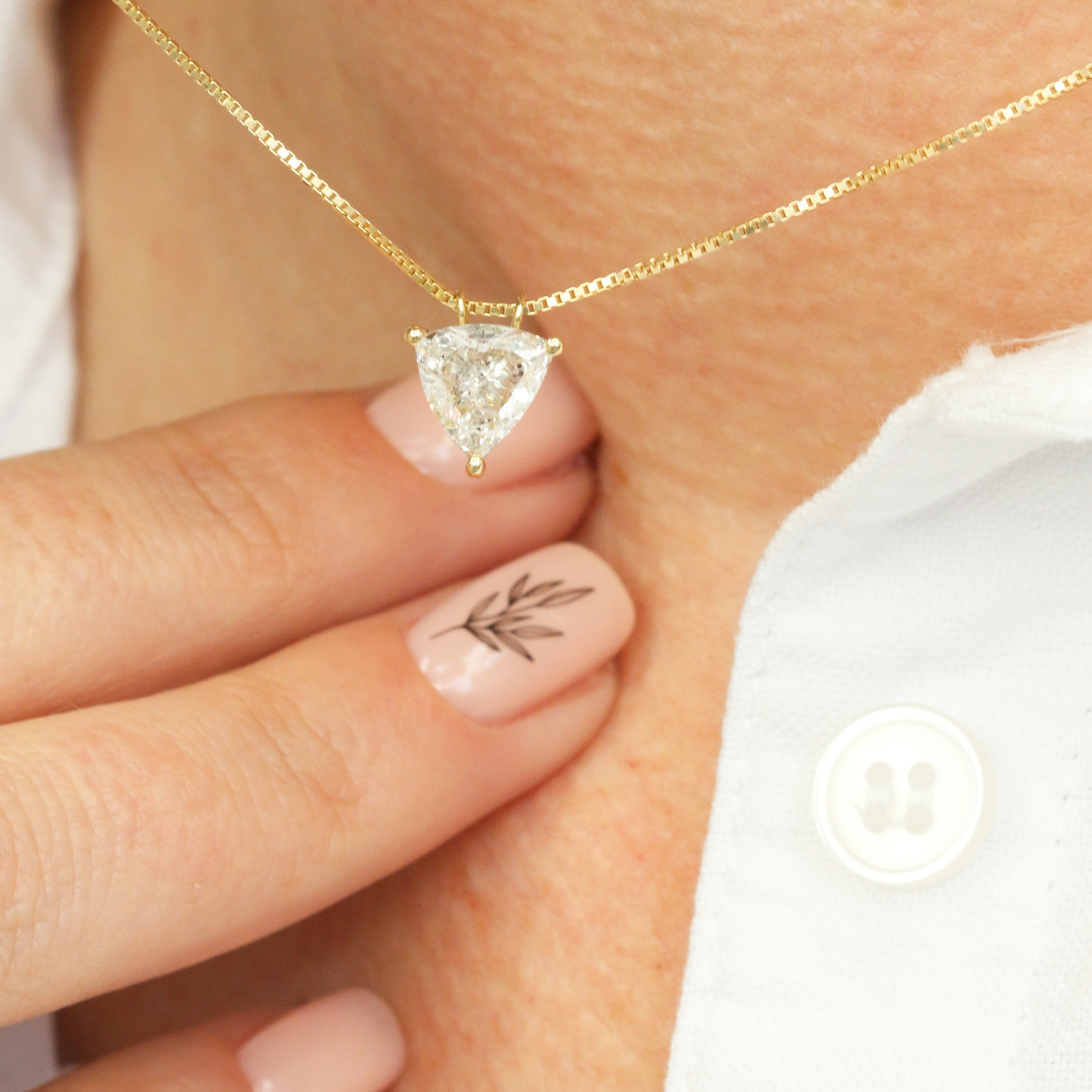Natural Diamond Solitaire Pendant with a Yellow Gold Necklace