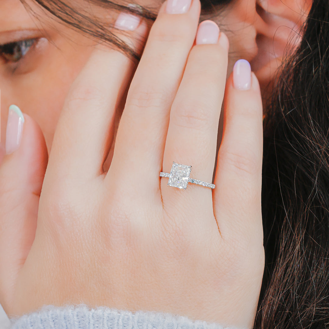 2.3 Carat Natural Radiant Cut Diamond Engagement Ring