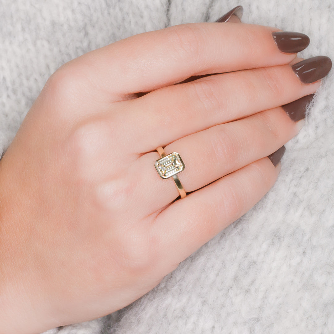 Natural Emerald Cut  Diamond Engagement Ring