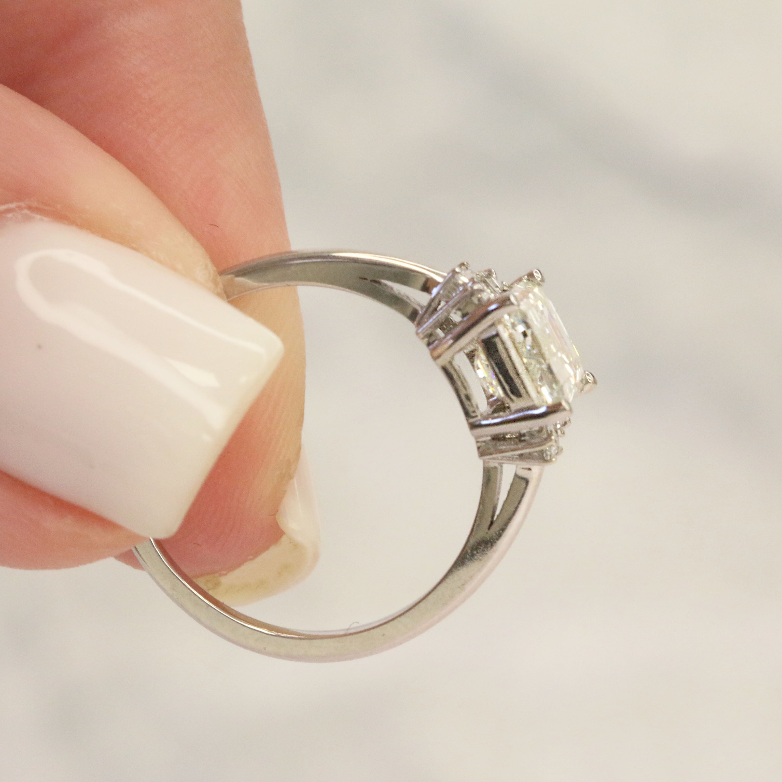Bright Sky - 4 Prongs Natural Emerald  Diamond Engagement Ring