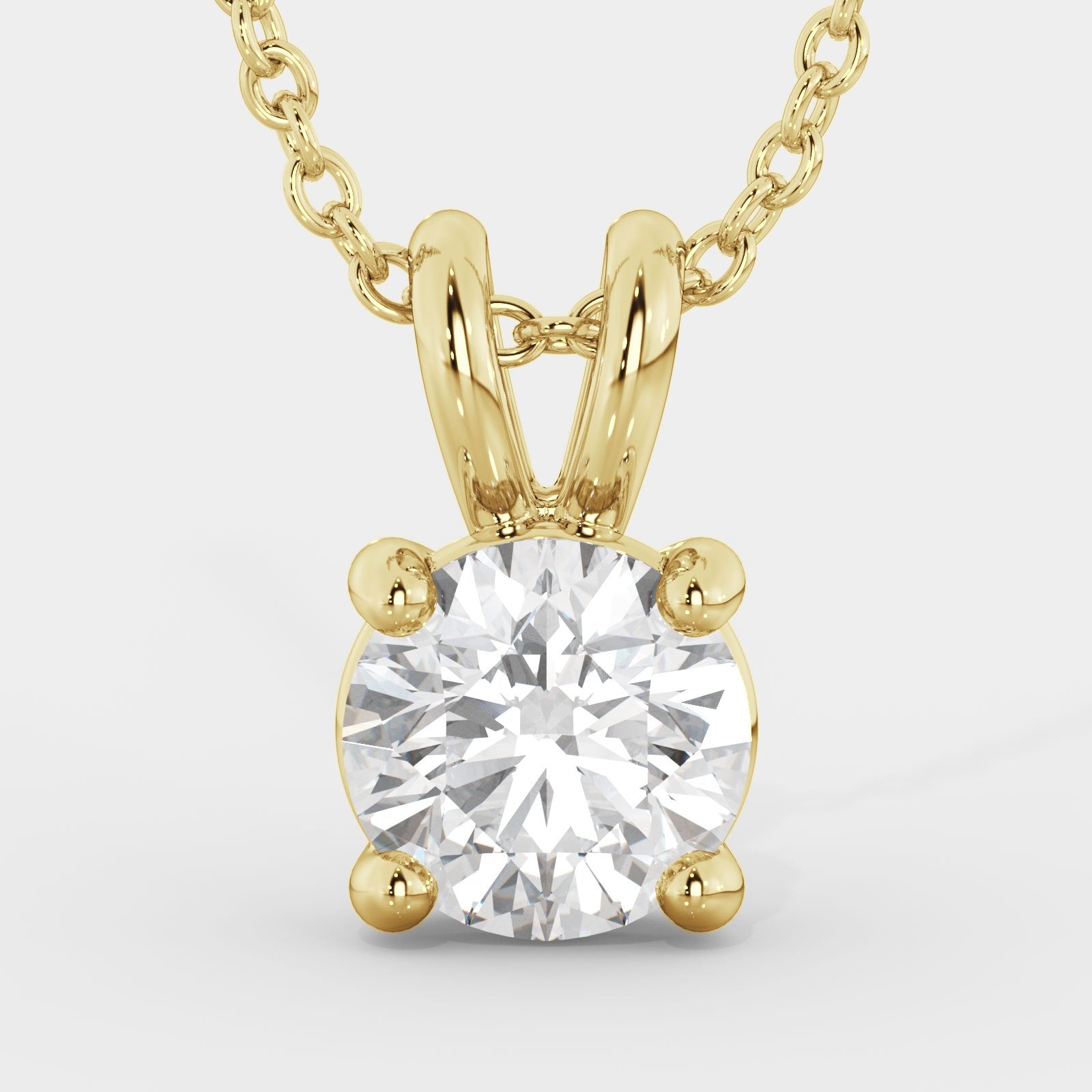 Natural Diamond Solitaire Pendant with a Yellow Gold Necklace