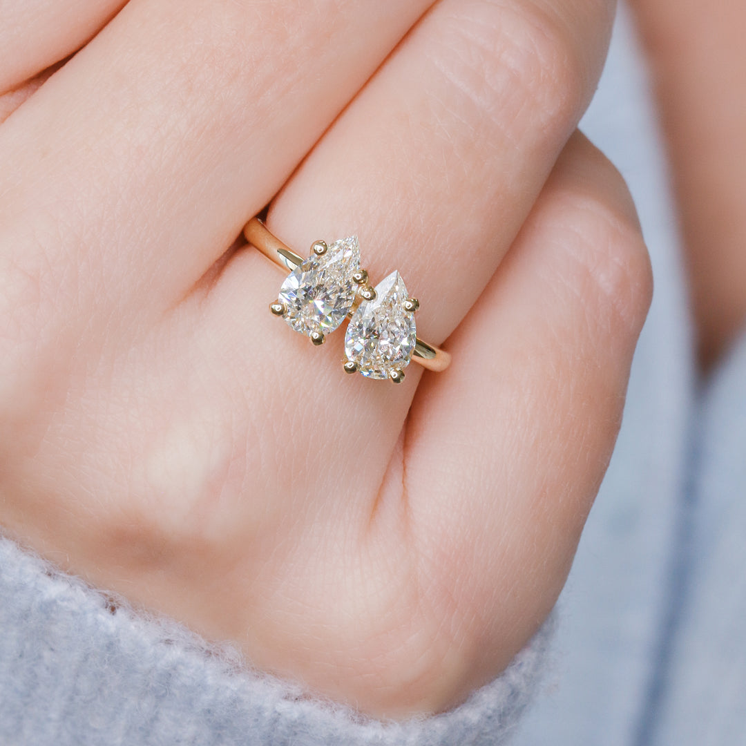 Plain Band Natural Pear  Diamond Engagement Ring