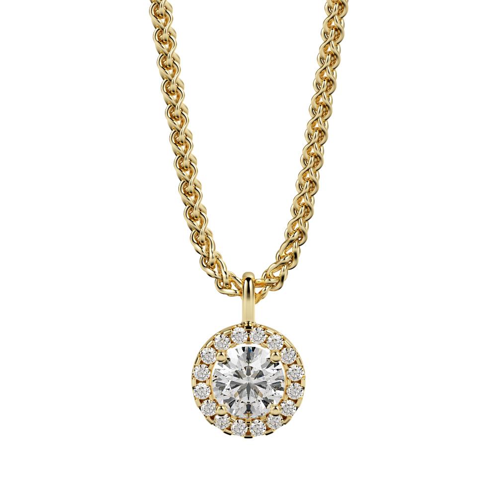 Light Pillar - Natural Diamond Halo Pendant with a Yellow Necklace
