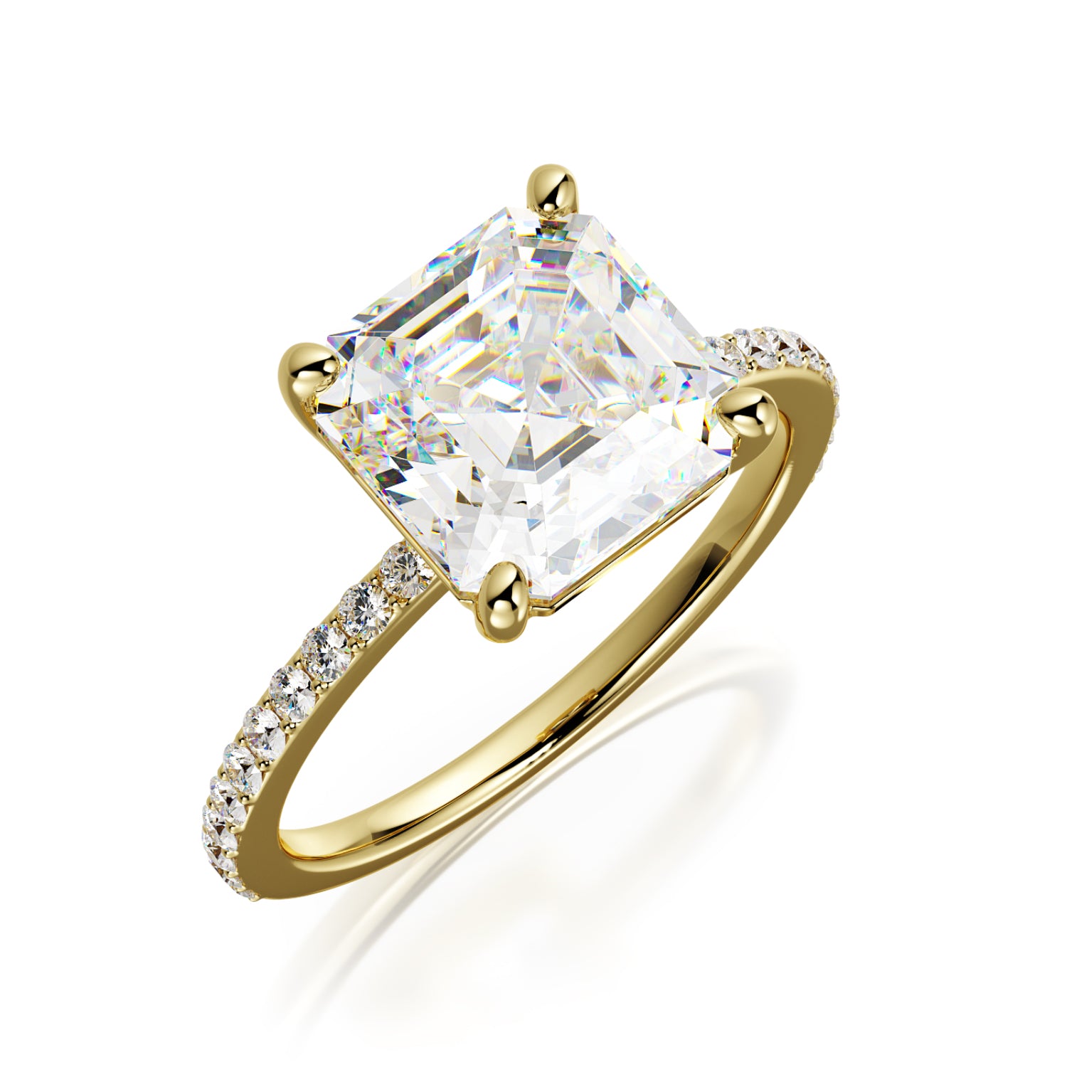 Accent Diamonds Natural Asscher Cut Diamond Engagement Ring
