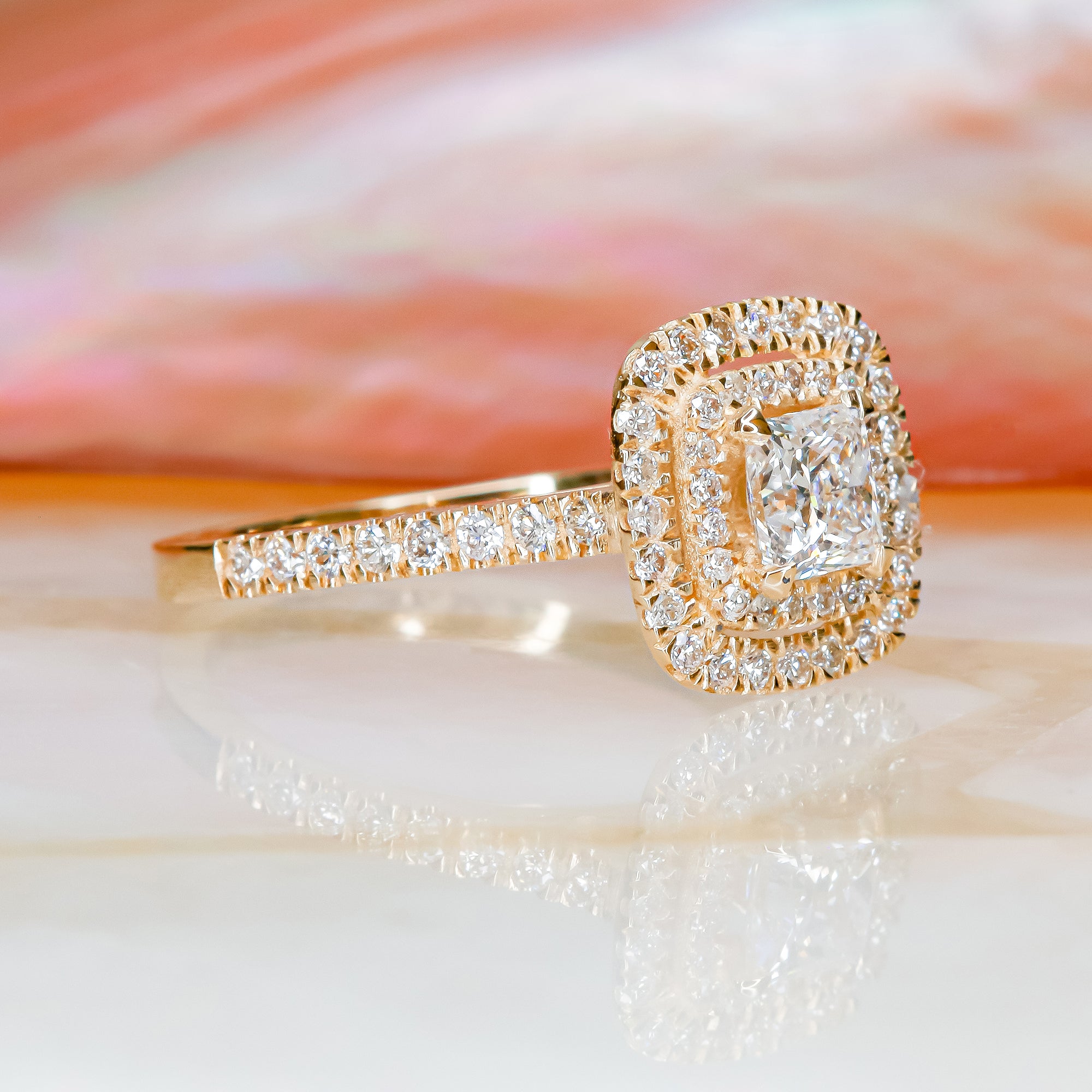 Accent Diamonds Natural Princess  Diamond Engagement Ring