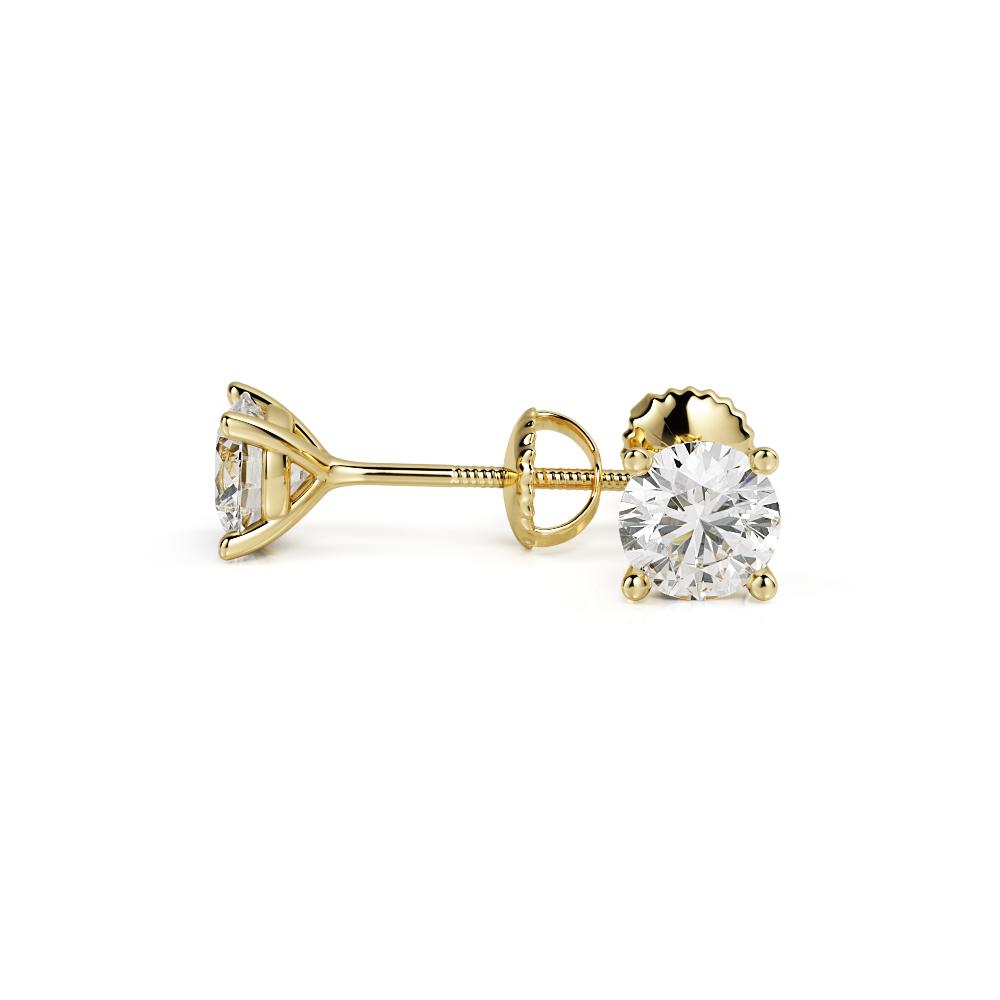 Classic Martini Stud Solitaire Earrings Natural Diamonds in 14K Gold