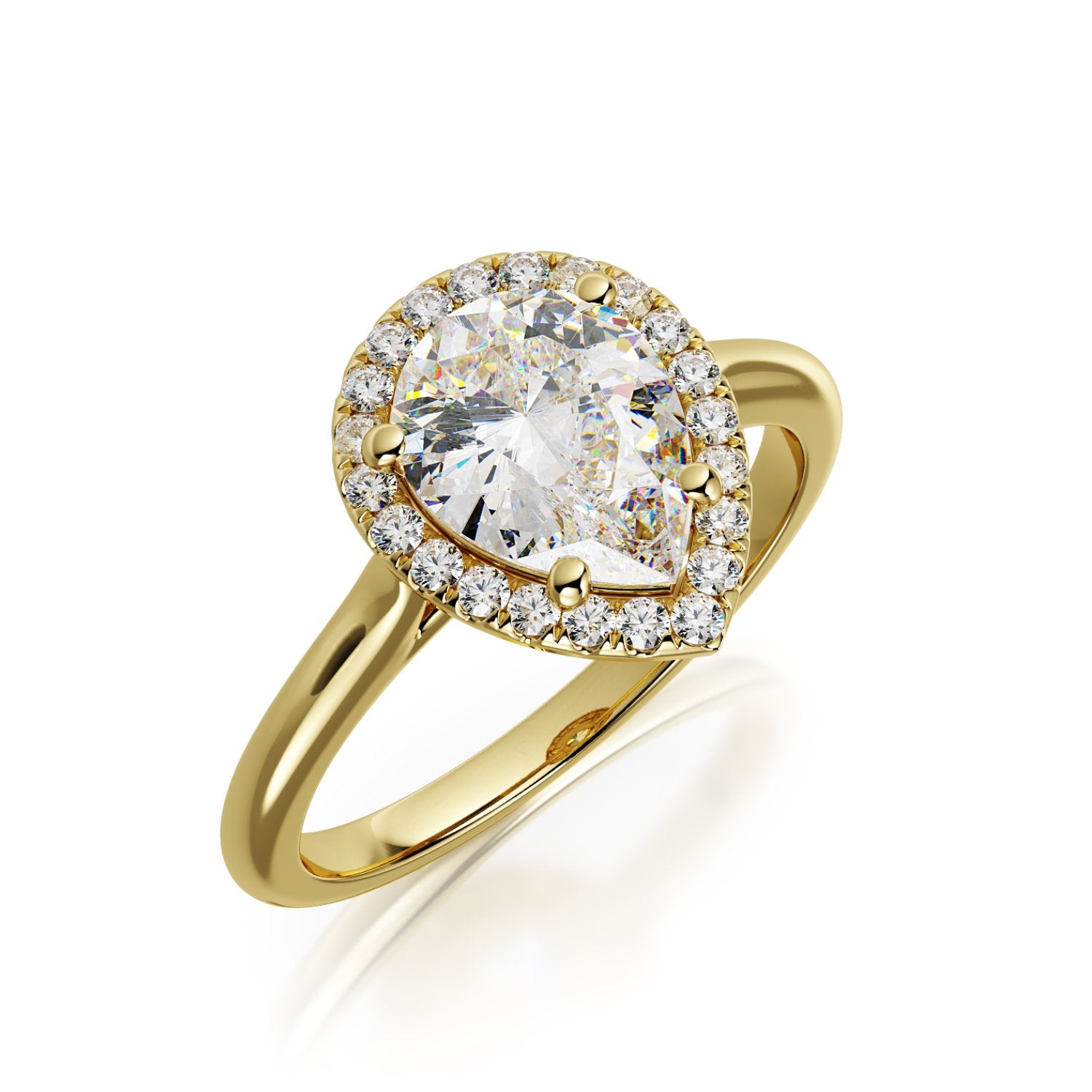 Halo Natural Pear Cut Diamond Engagement Ring