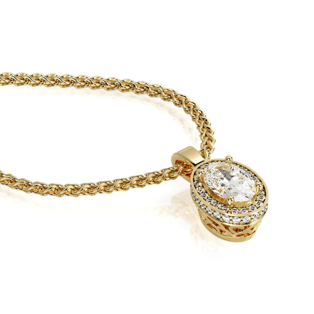 Noctilucent - Natural Diamond Double Halo Pendant with a Yellow Necklace