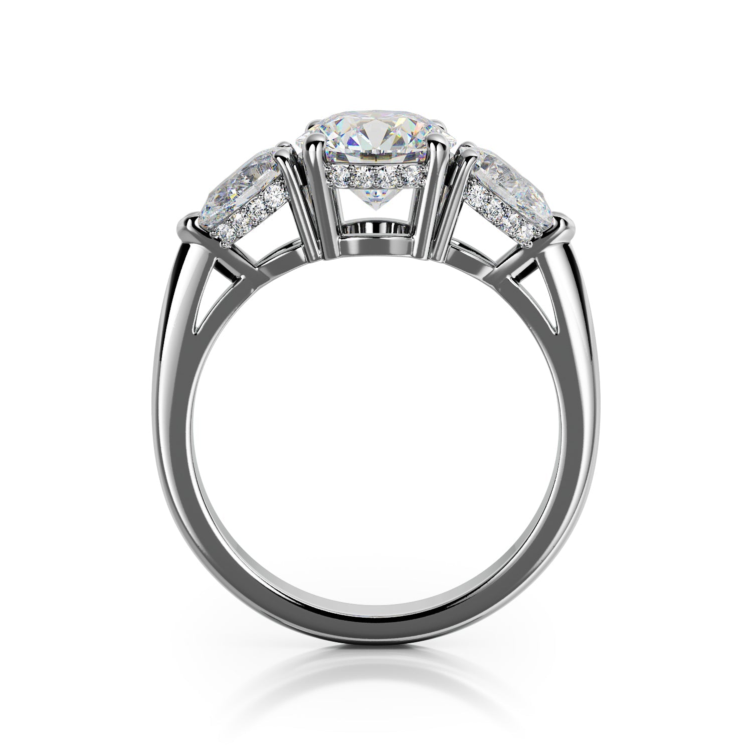 4 Prongs Natural Round  Diamond Engagement Ring