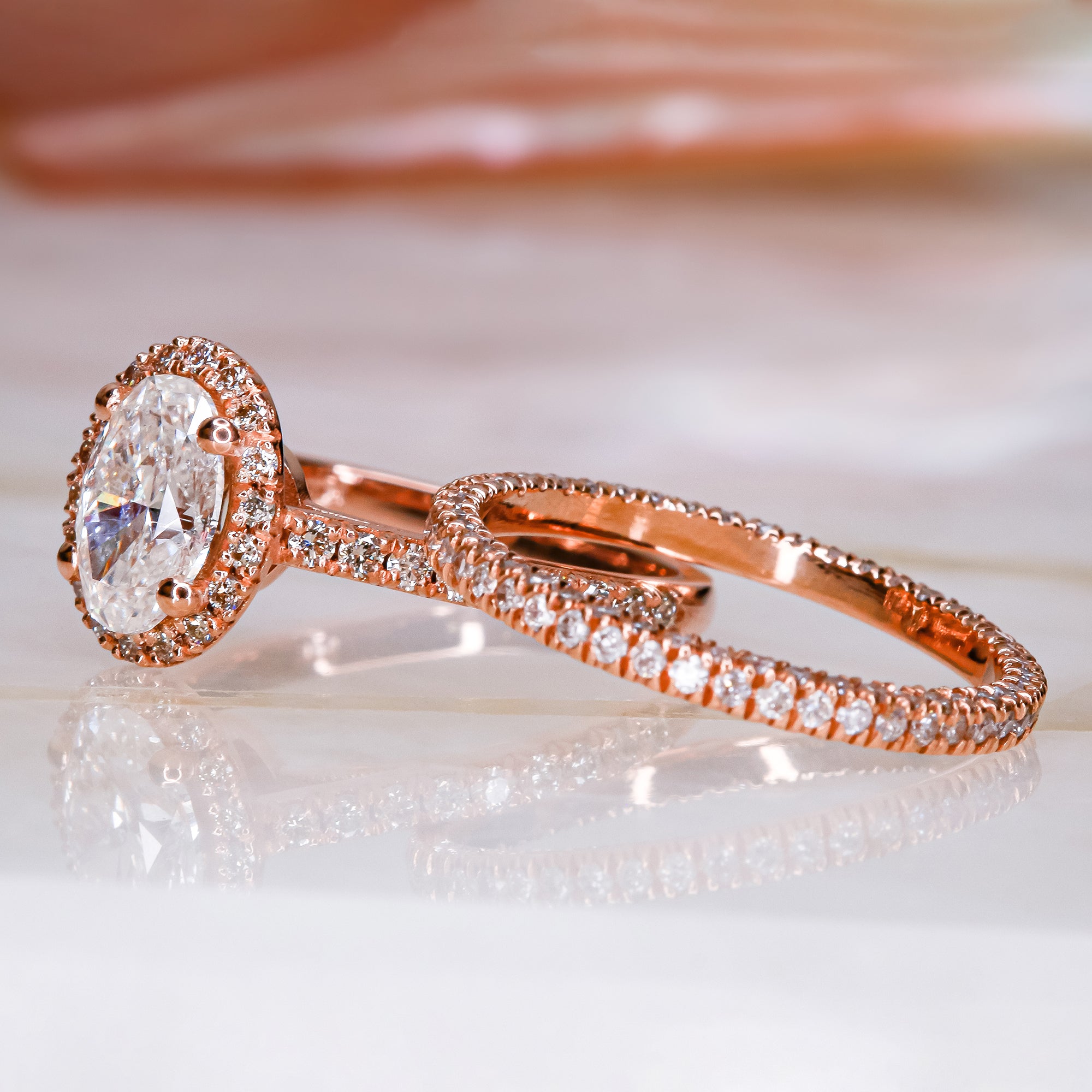Halo Natural Oval Cut Diamond Engagement Ring