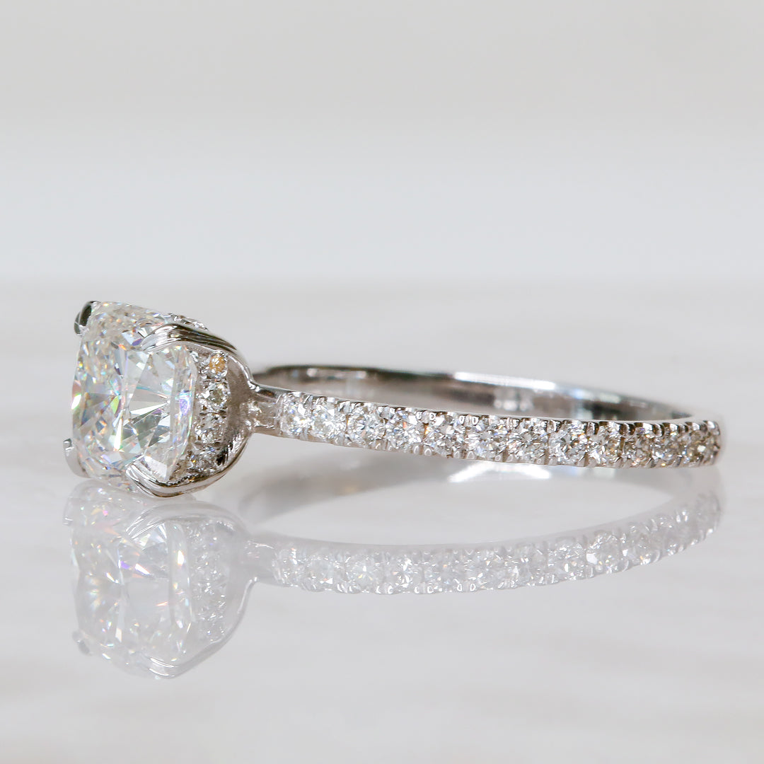 Accent Diamonds Natural Cushion Cut Diamond Engagement Ring