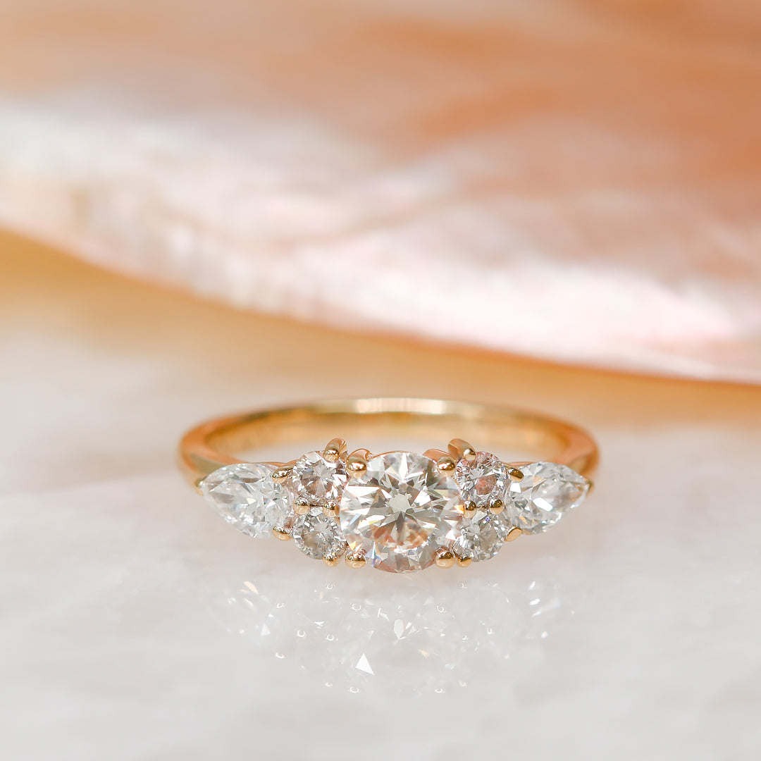 Art Deco Natural Round  Diamond Engagement Ring