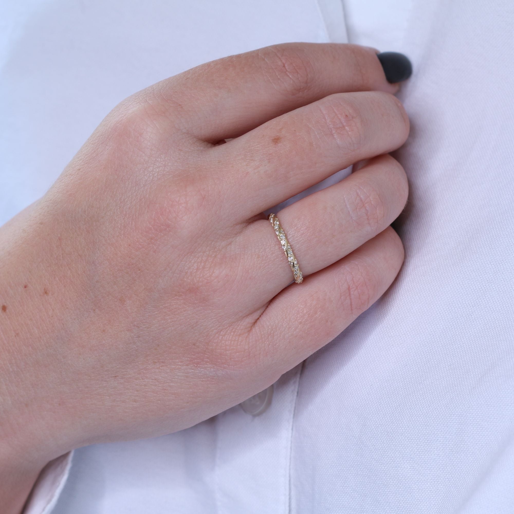 Wwisted Shank Natural  cut Diamond Wedding Band