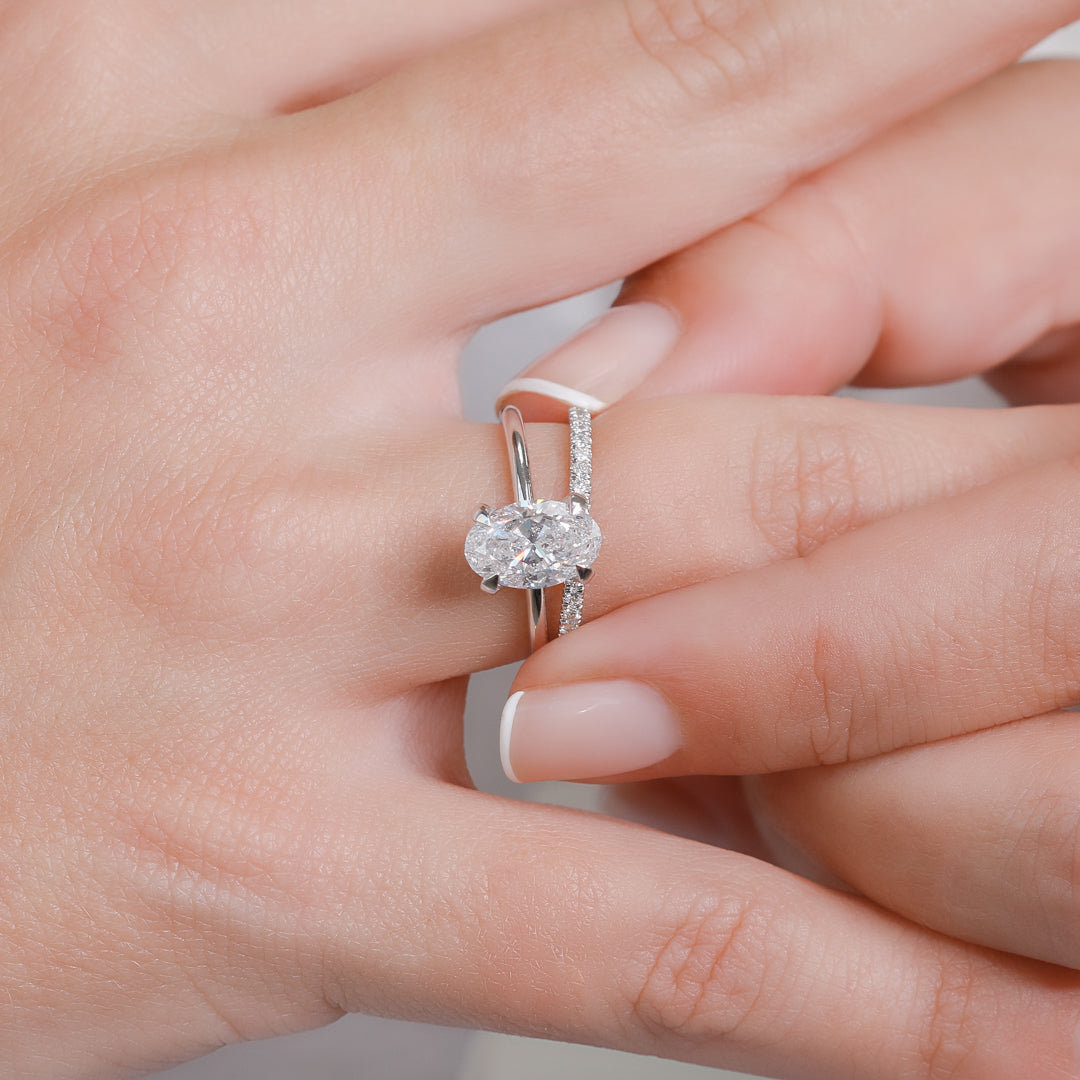 Hidden Halo Natural Oval  Diamond Engagement Ring