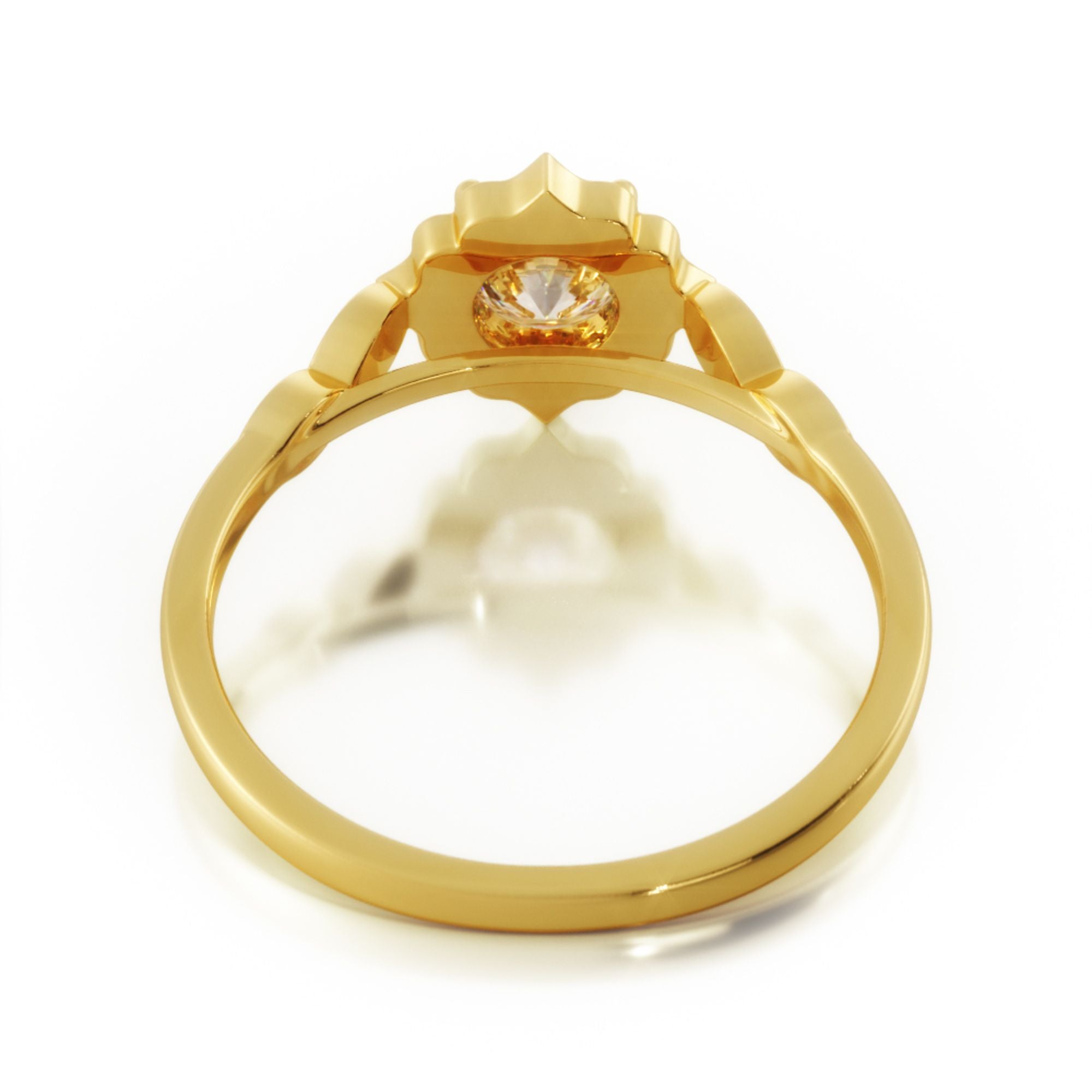Decorative Halo Natural Round  Diamond Engagement Ring