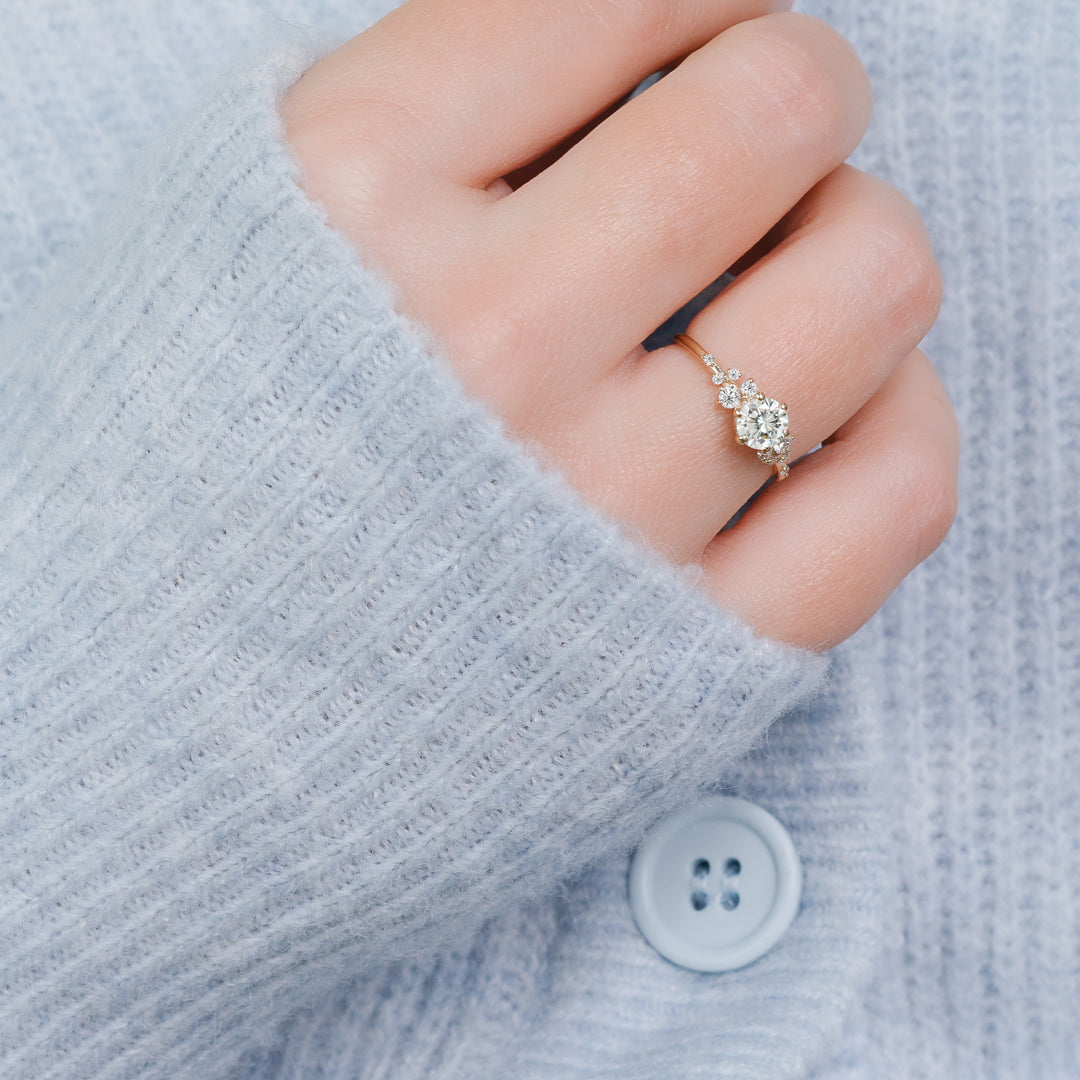 Delicate Natural Round Cut Diamond Engagement Ring