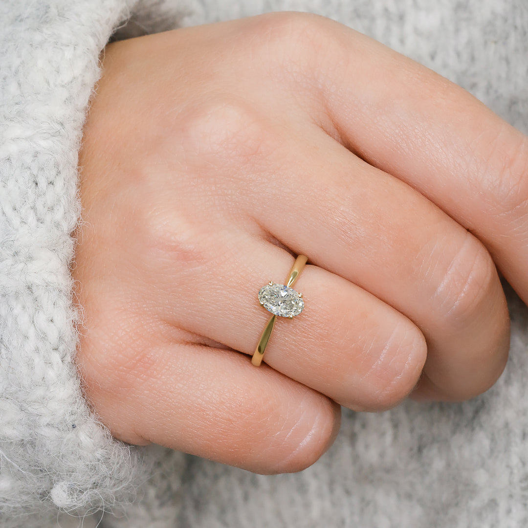 Descending Natural Oval  Diamond Engagement Ring