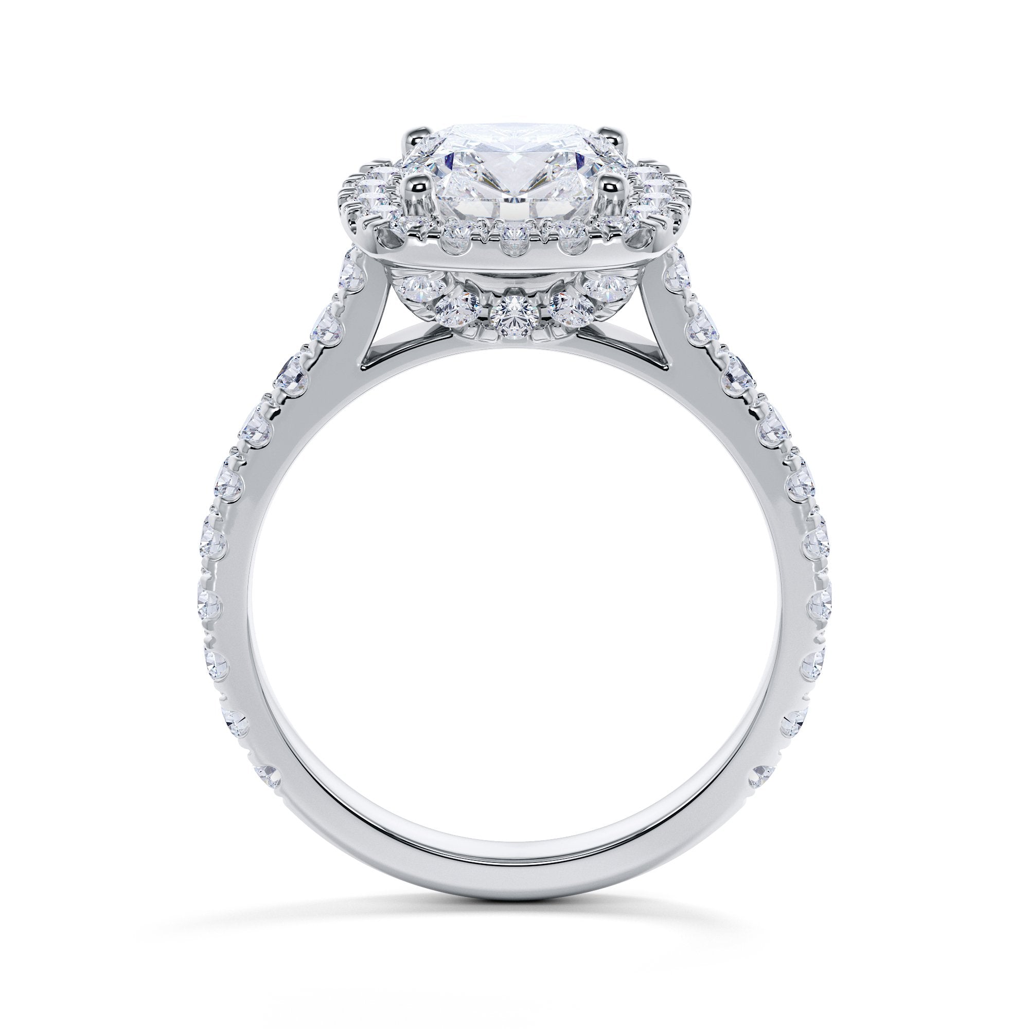 Cushion Halo Natural Cushion  Diamond Engagement Ring