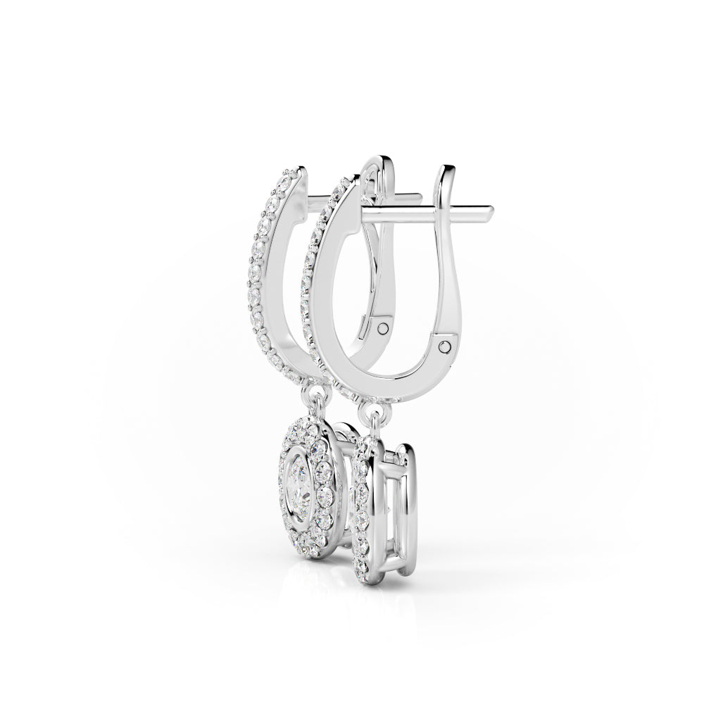 Halo Lever Back Earrings 1 Natural Diamonds in White Gold
