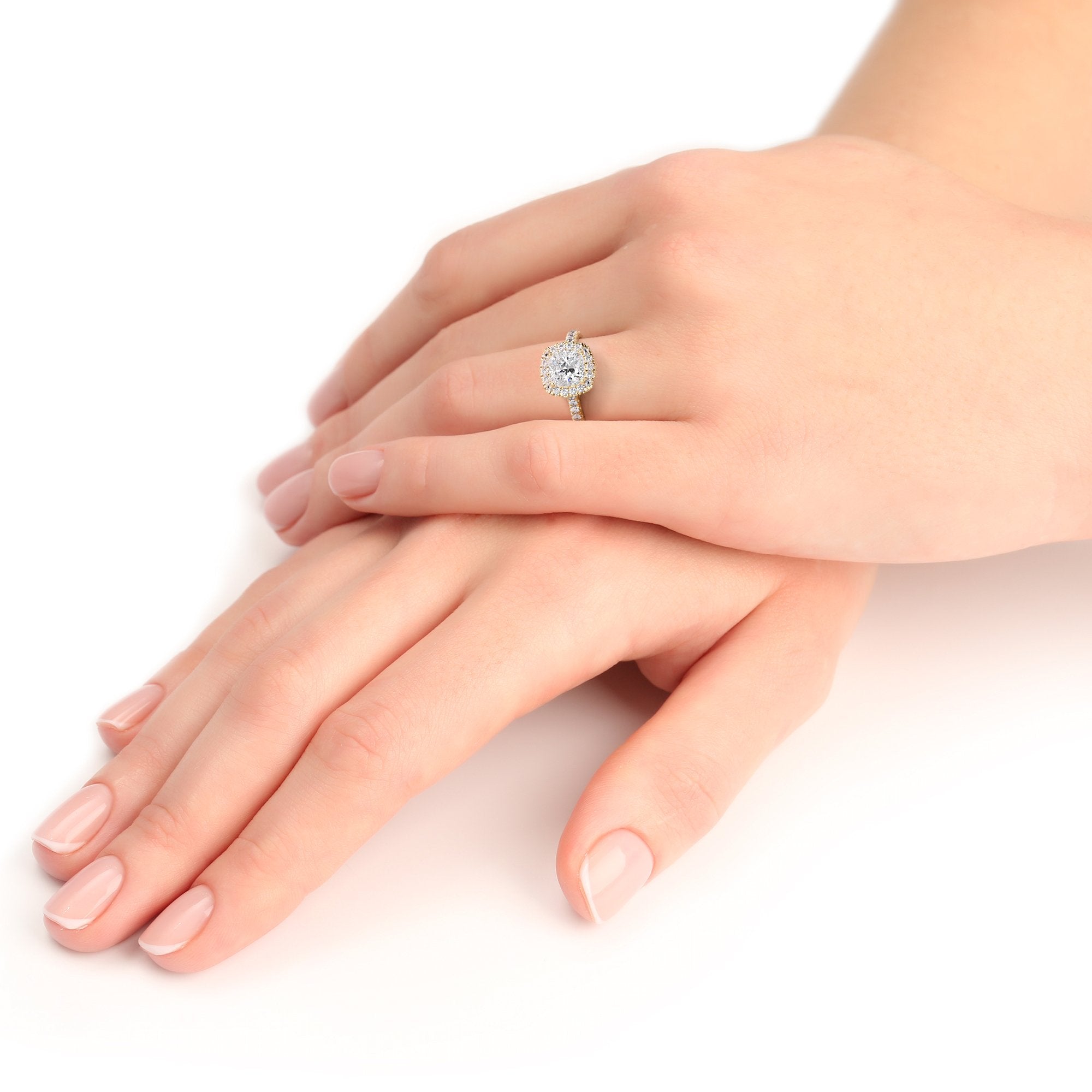 Cushion Halo Natural Cushion  Diamond Engagement Ring