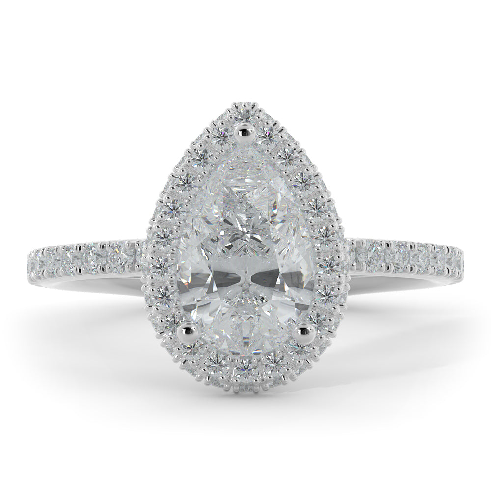 Accent Diamonds Natural Pear  Diamond Engagement Ring