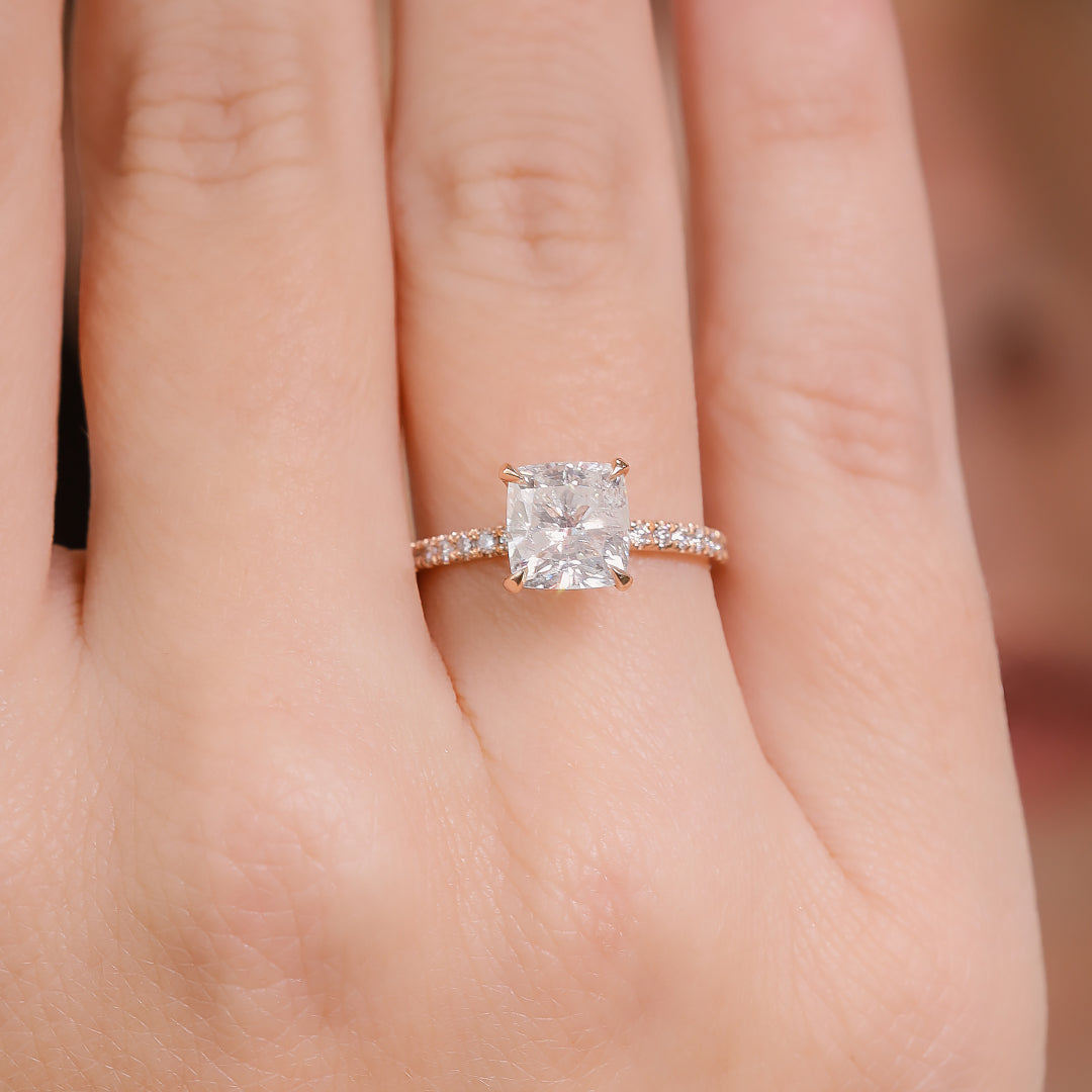 Accent Diamonds Natural Cushion Cut Diamond Engagement Ring
