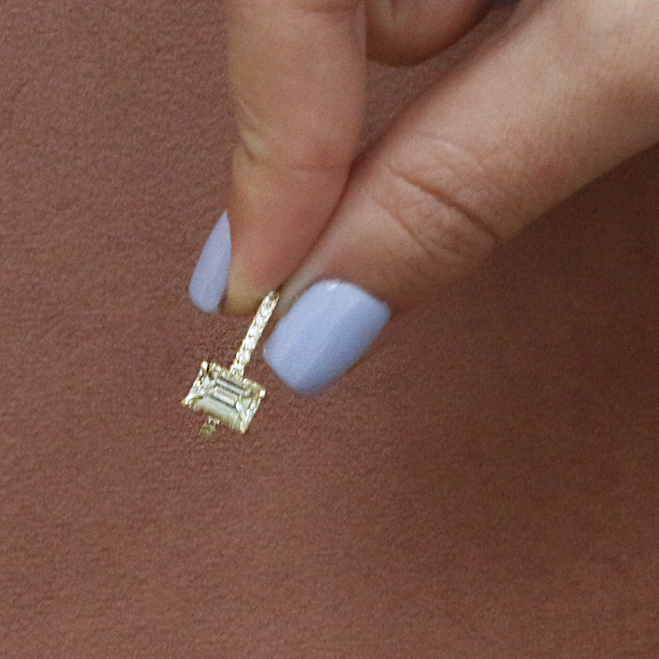 Natural Emerald Cut Diamond Engagement Ring Yellow Gold